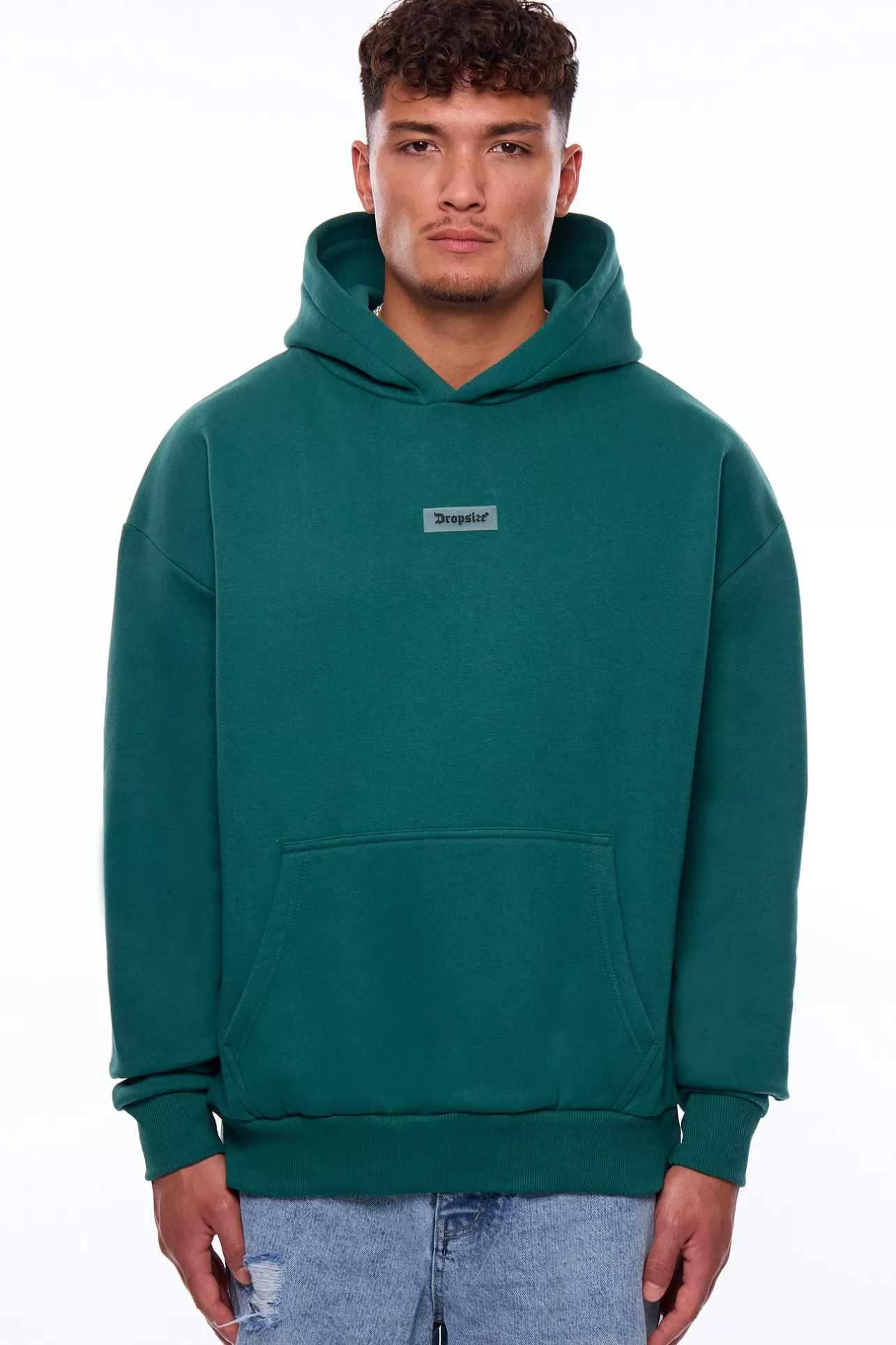 Dropsize HEAVY OVERSIZE MIDDLE RUBBER PATCH HOODIE GREEN* Hoodie