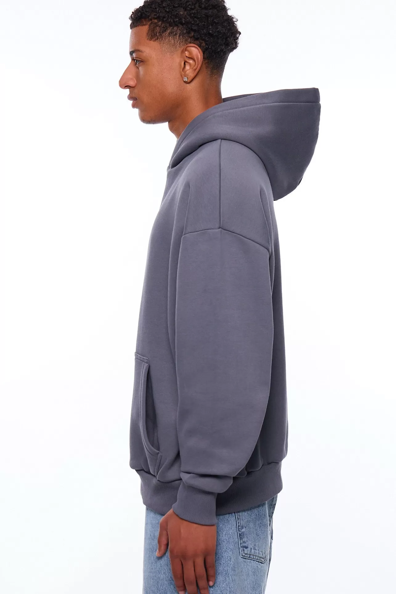 Dropsize HEAVY OVERSIZE MIDDLE RUBBER PATCH HOODIE STEEL GREY* Hoodie