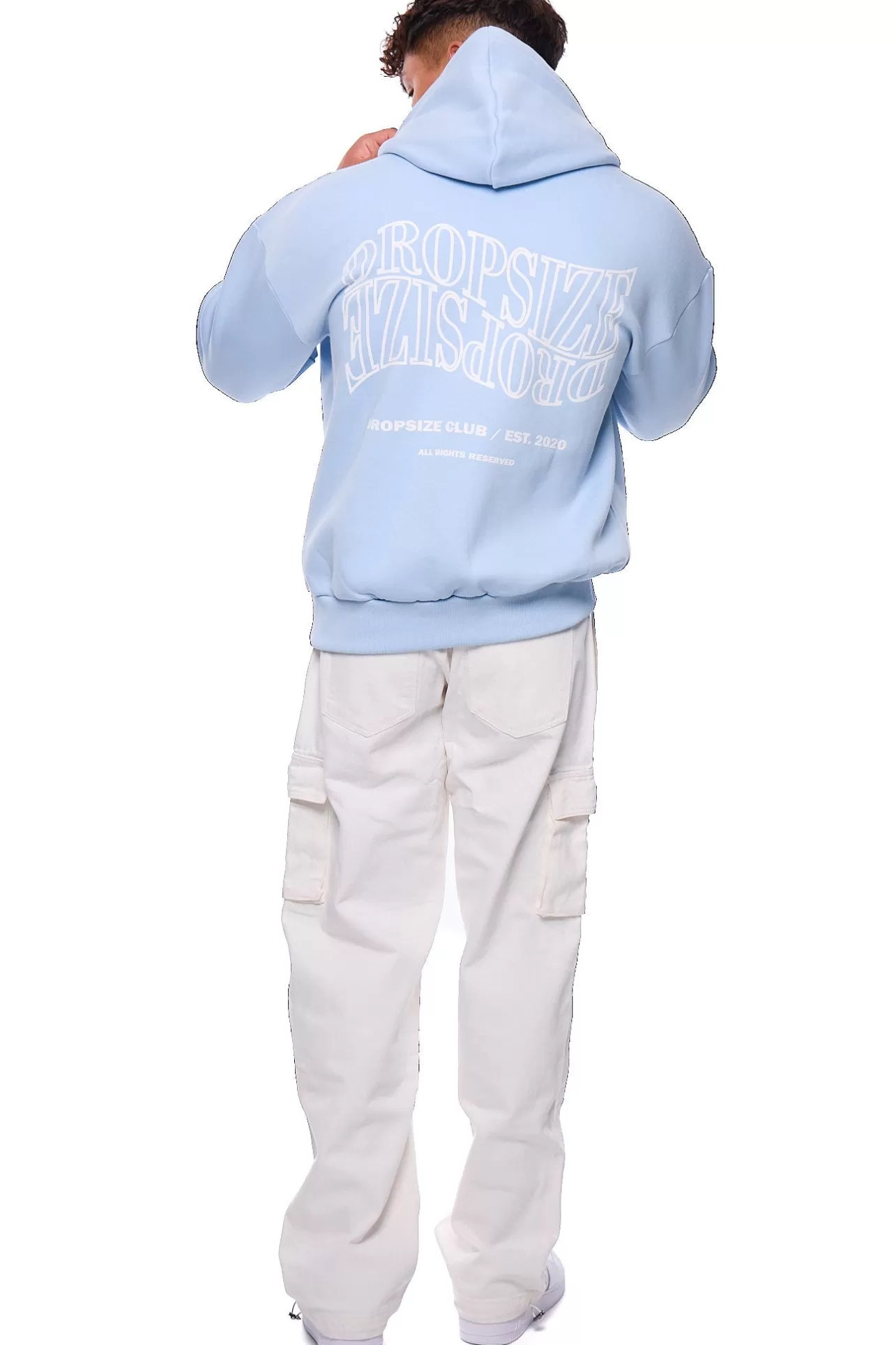 Dropsize HEAVY OVERSIZE MIRRORED LOGO HOODIE BABY BLUE* Hoodie
