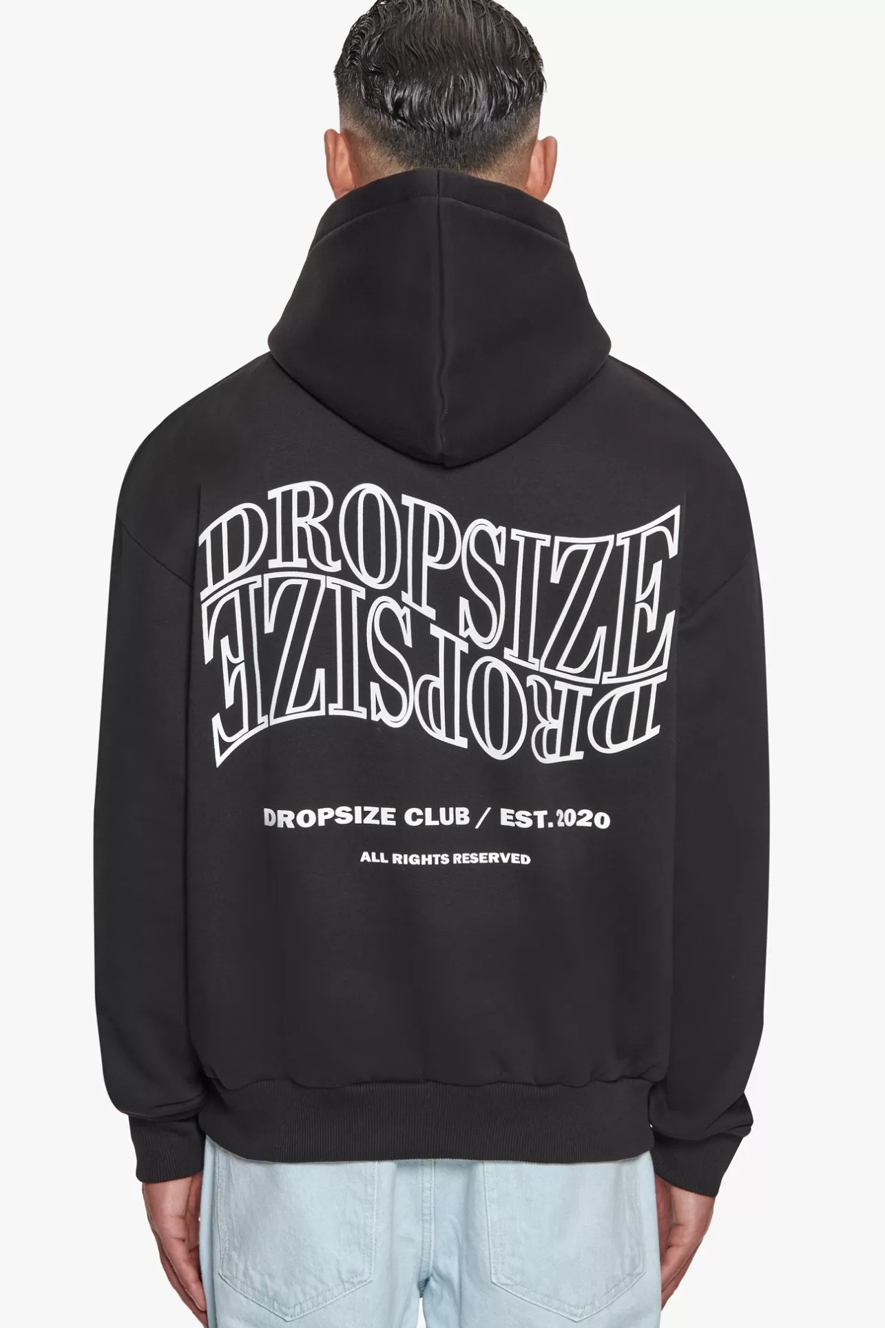 Dropsize HEAVY OVERSIZE MIRRORED LOGO HOODIE BLACK/WHITE* Hoodie