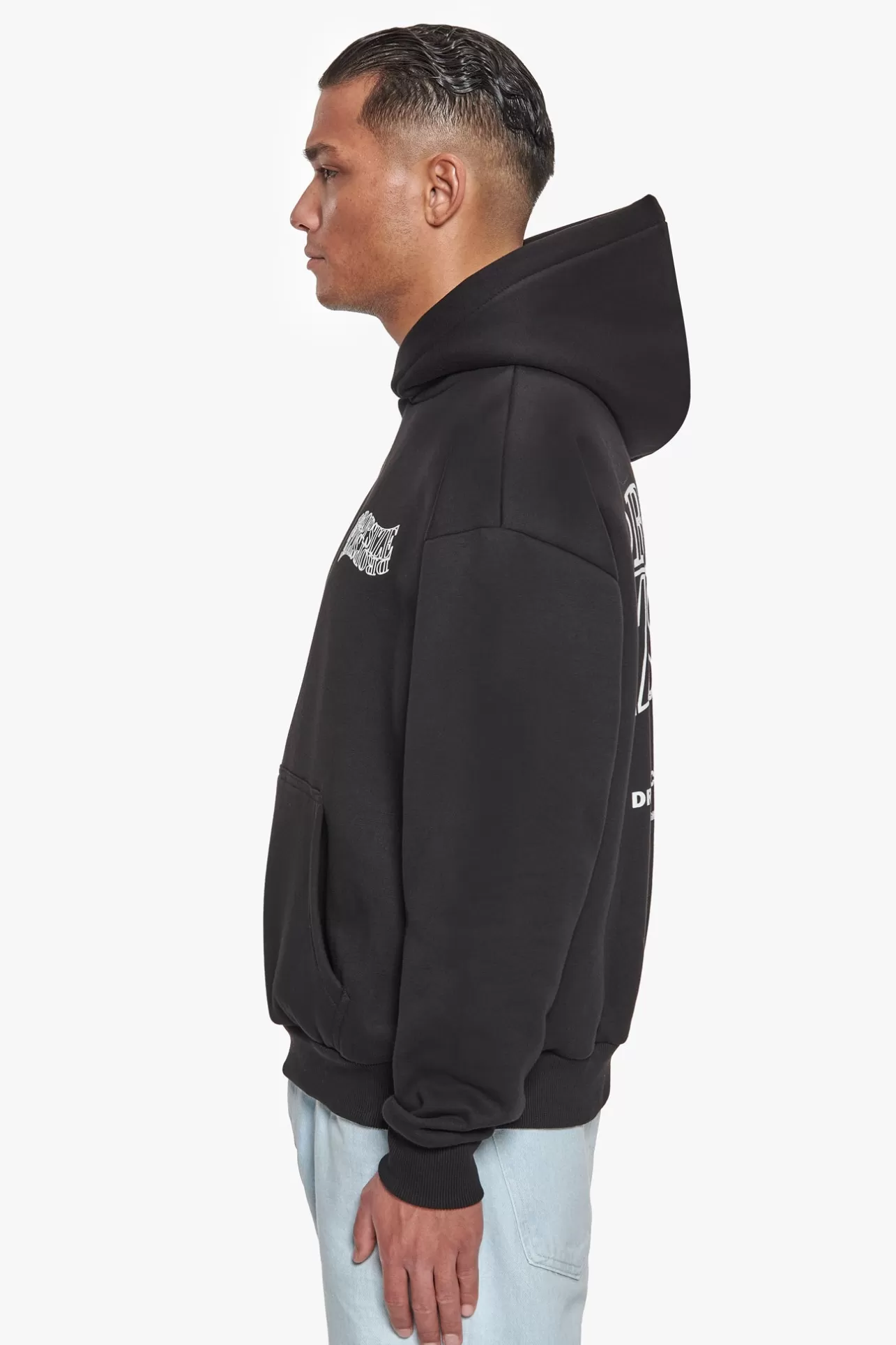 Dropsize HEAVY OVERSIZE MIRRORED LOGO HOODIE BLACK/WHITE* Hoodie