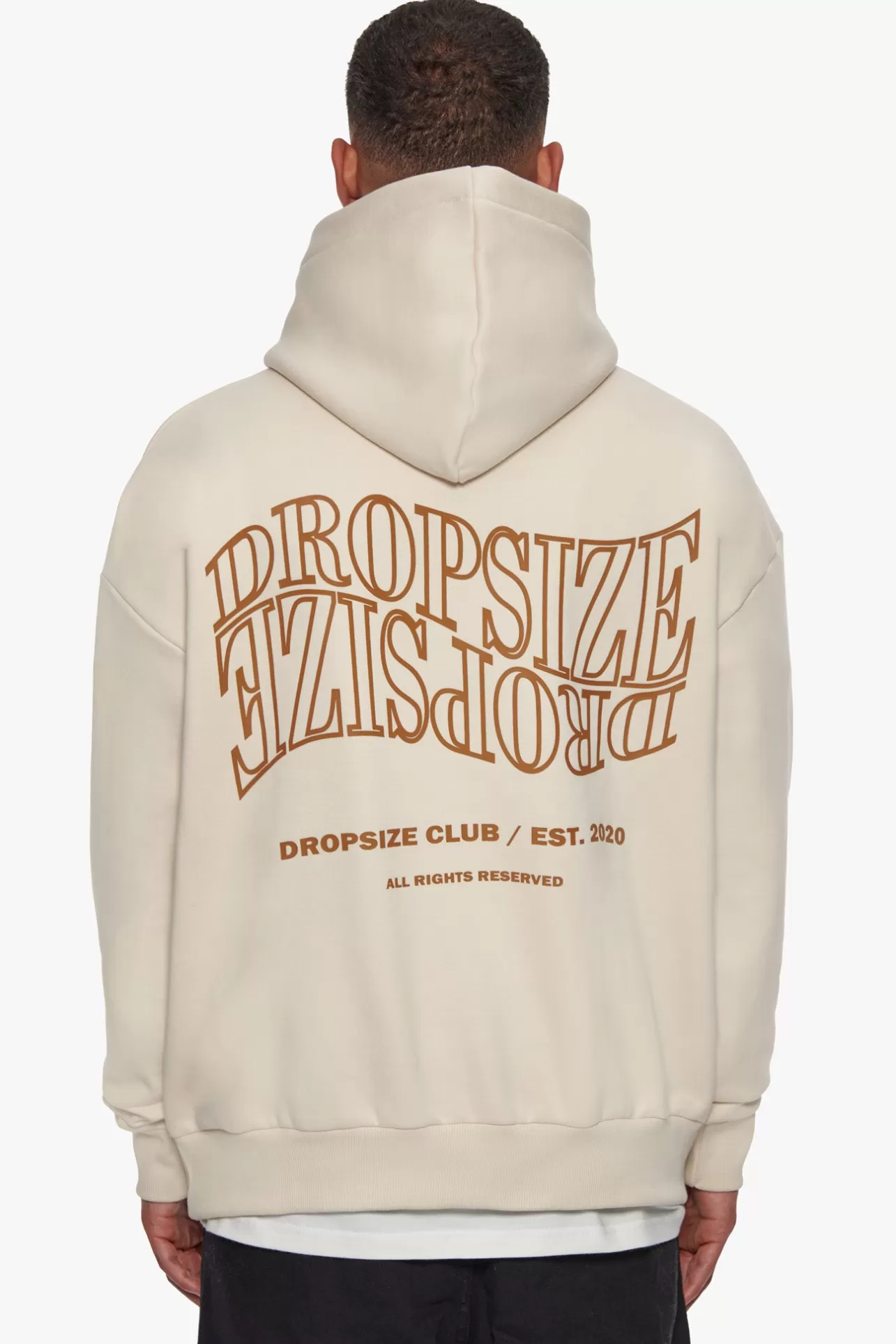 Dropsize HEAVY OVERSIZE MIRRORED LOGO HOODIE COCONUT MILK* Hoodie