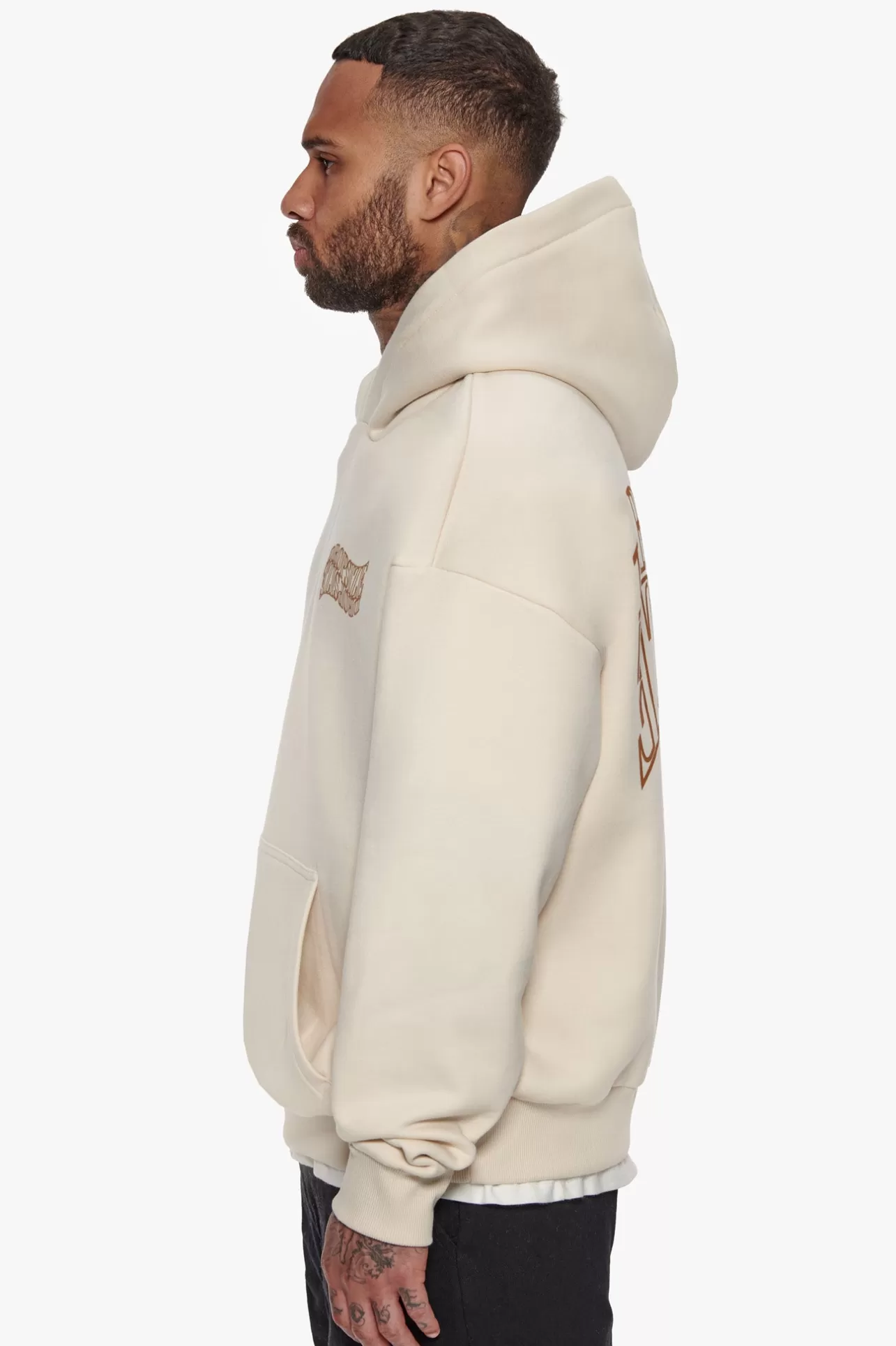 Dropsize HEAVY OVERSIZE MIRRORED LOGO HOODIE COCONUT MILK* Hoodie
