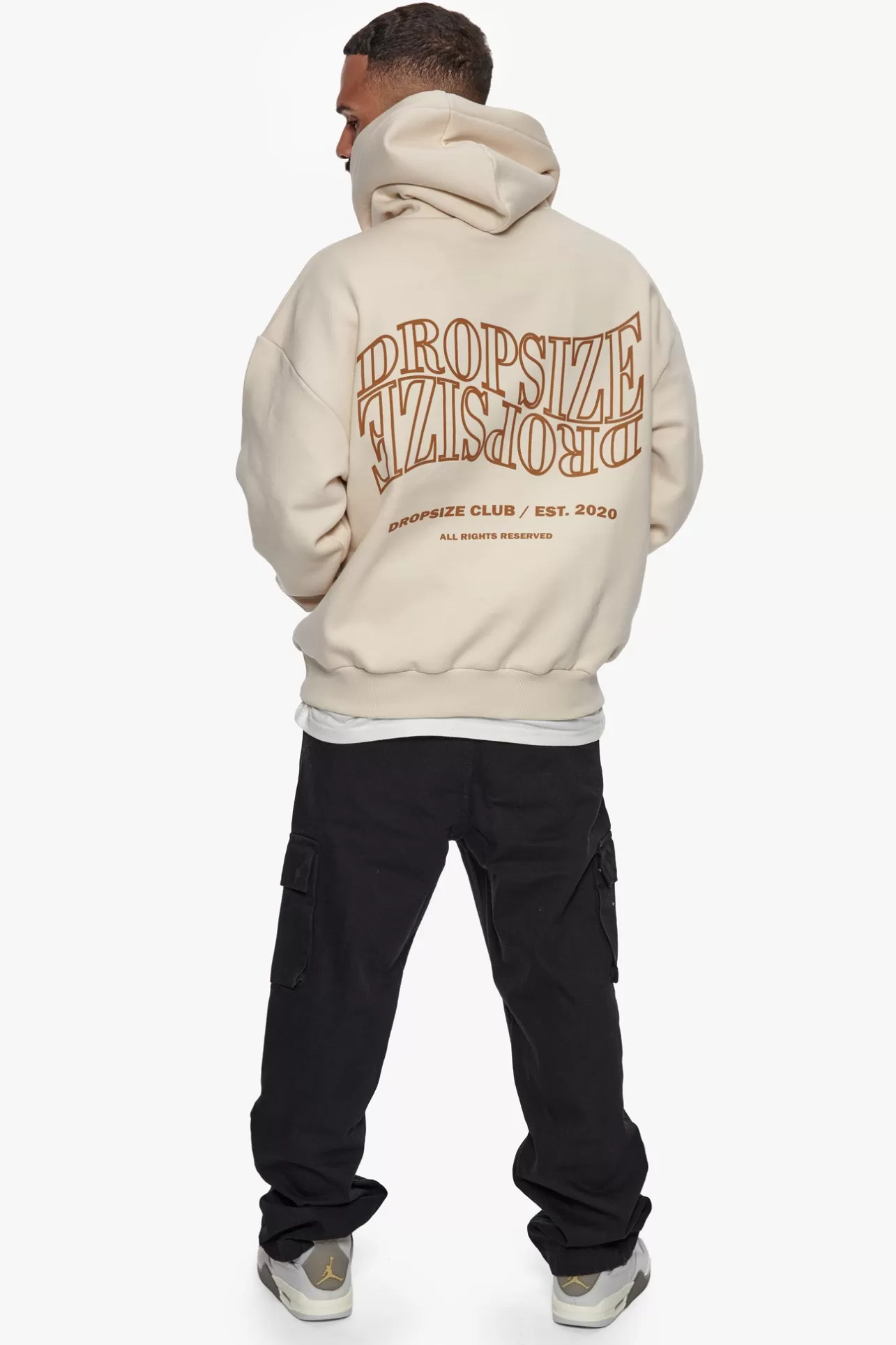 Dropsize HEAVY OVERSIZE MIRRORED LOGO HOODIE COCONUT MILK* Hoodie