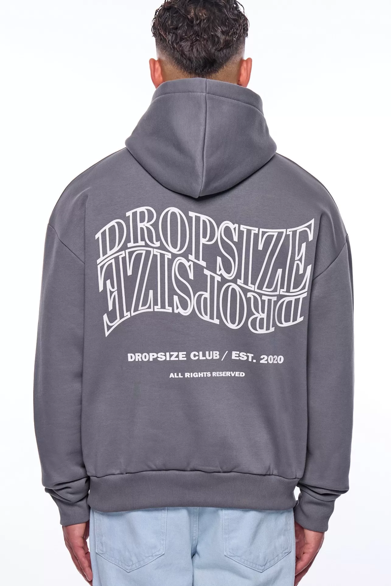 Dropsize HEAVY OVERSIZE MIRRORED LOGO HOODIE GREY* Hoodie