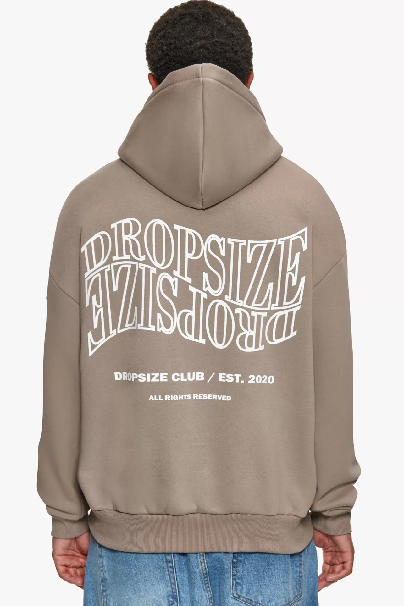 Dropsize HEAVY OVERSIZE MIRRORED LOGO HOODIE SIMPLY TAUPE* Hoodie