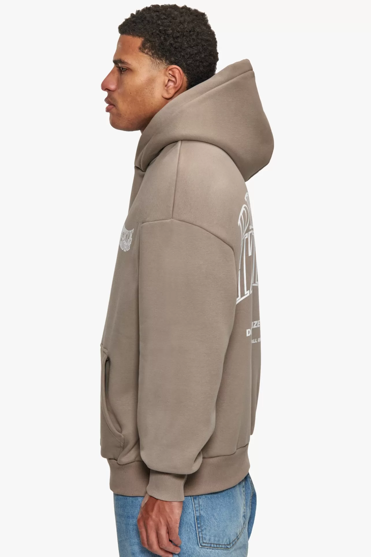 Dropsize HEAVY OVERSIZE MIRRORED LOGO HOODIE SIMPLY TAUPE* Hoodie