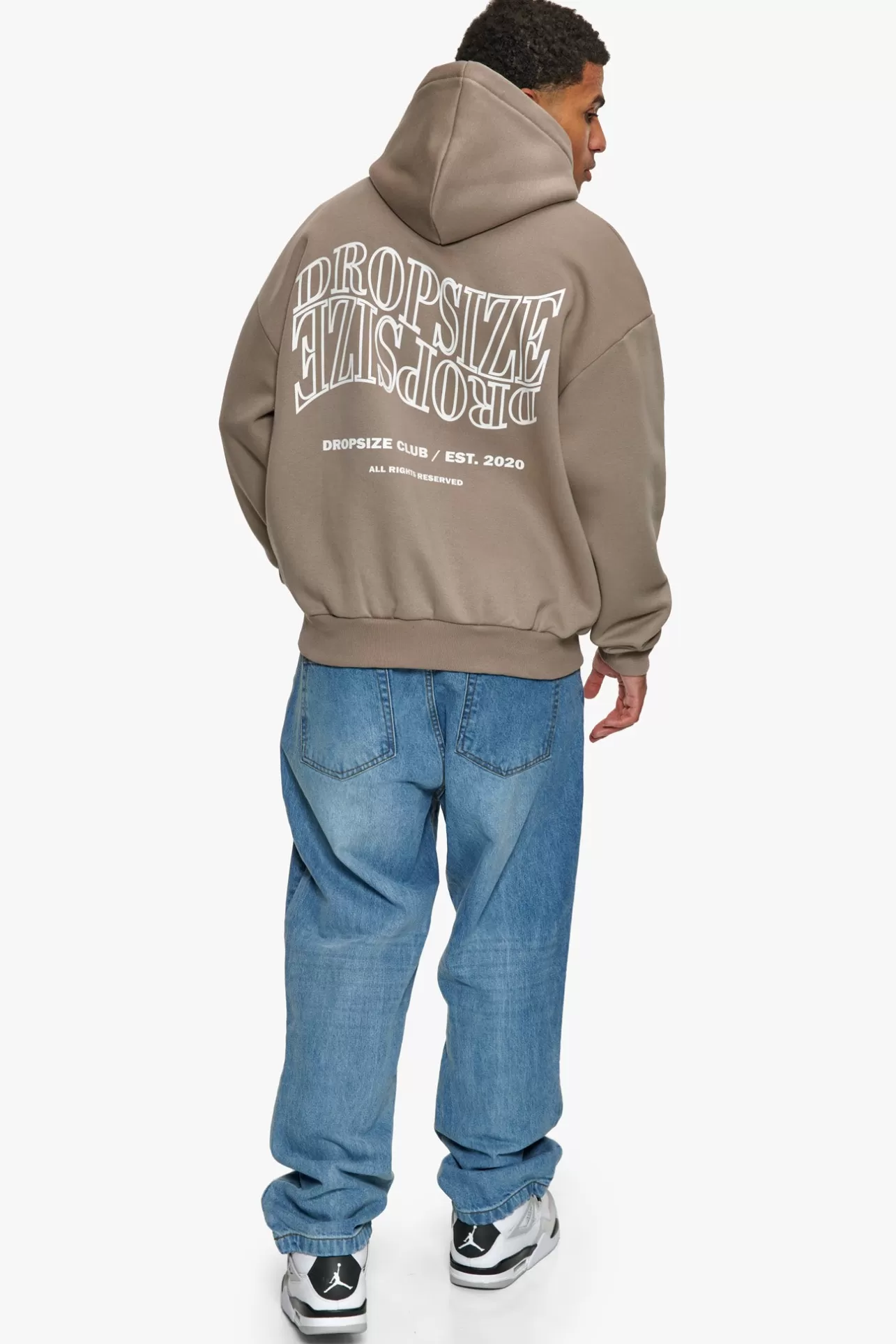 Dropsize HEAVY OVERSIZE MIRRORED LOGO HOODIE SIMPLY TAUPE* Hoodie