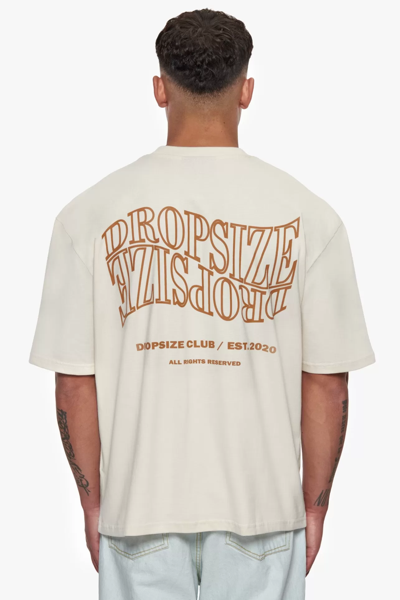 Dropsize HEAVY OVERSIZE MIRRORED LOGO T-SHIRT COCONUT MILK* T Shirt