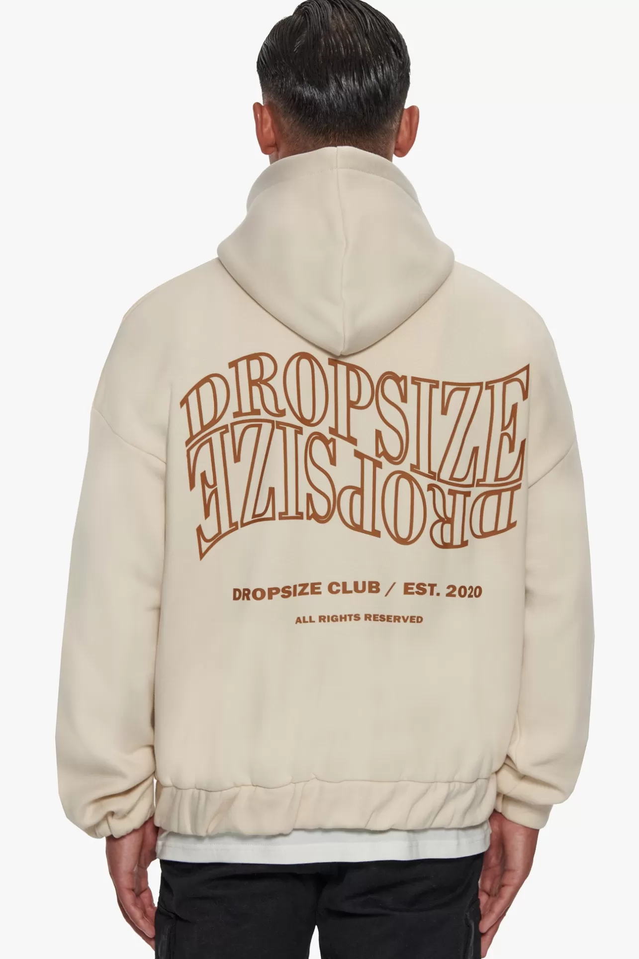 Dropsize HEAVY OVERSIZE MIRRORED LOGO ZIP HOODIE COCONUT MILK* Zips