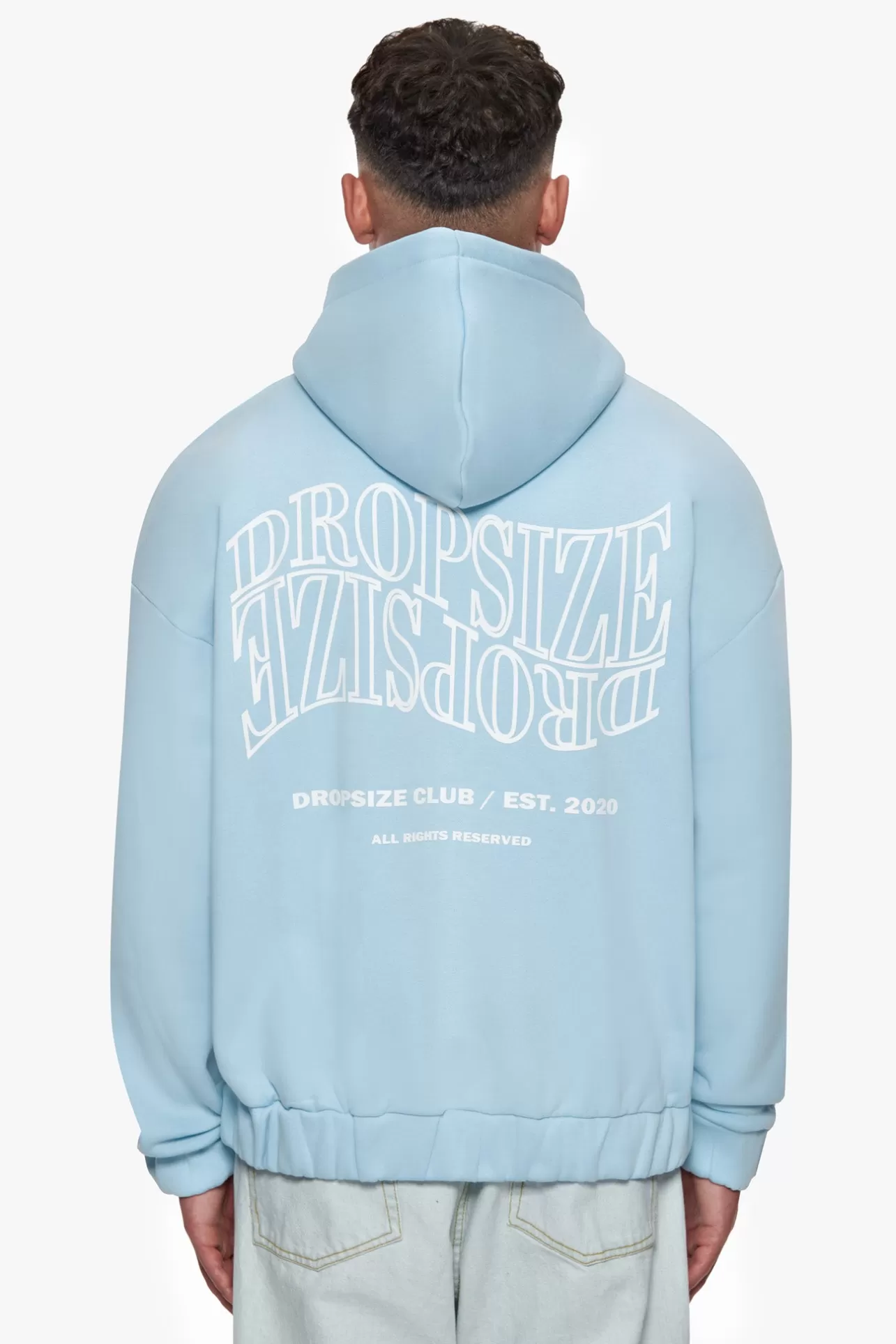 Dropsize HEAVY OVERSIZE MIRRORED LOGO ZIP-HOODIE BABY BLUE* Zips
