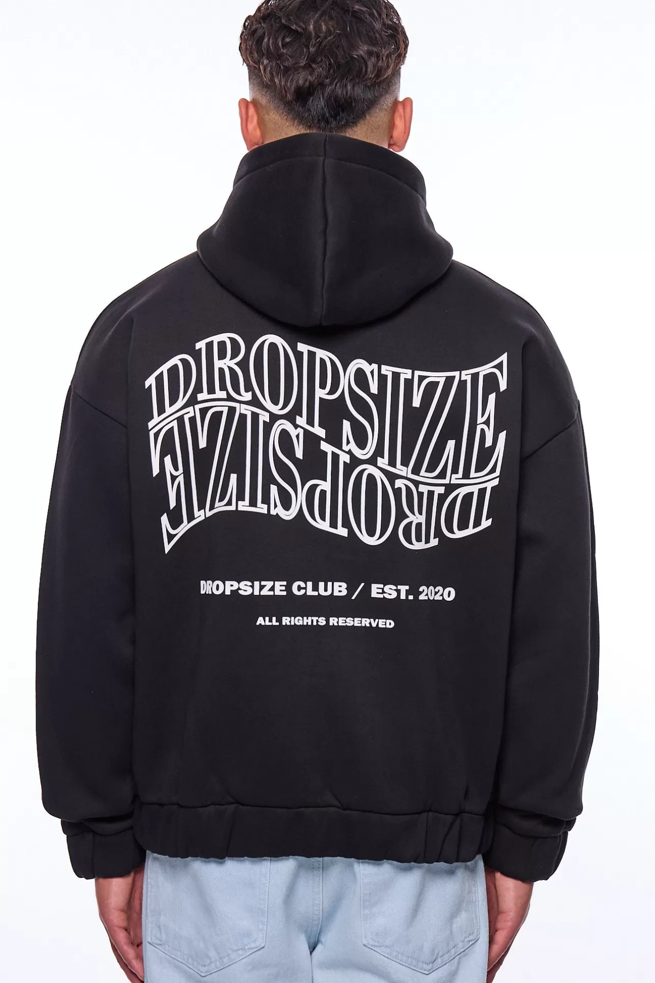 Dropsize HEAVY OVERSIZE MIRRORED LOGO ZIP-HOODIE BLACK* Zips