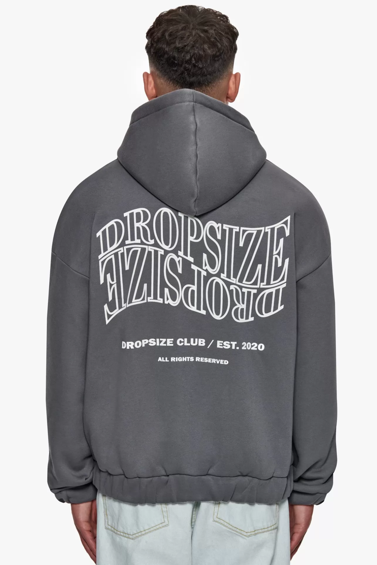 Dropsize HEAVY OVERSIZE MIRRORED LOGO ZIP-HOODIE GREY* Zips