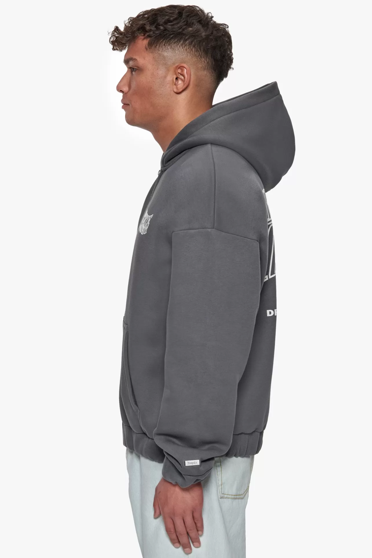 Dropsize HEAVY OVERSIZE MIRRORED LOGO ZIP-HOODIE GREY* Zips