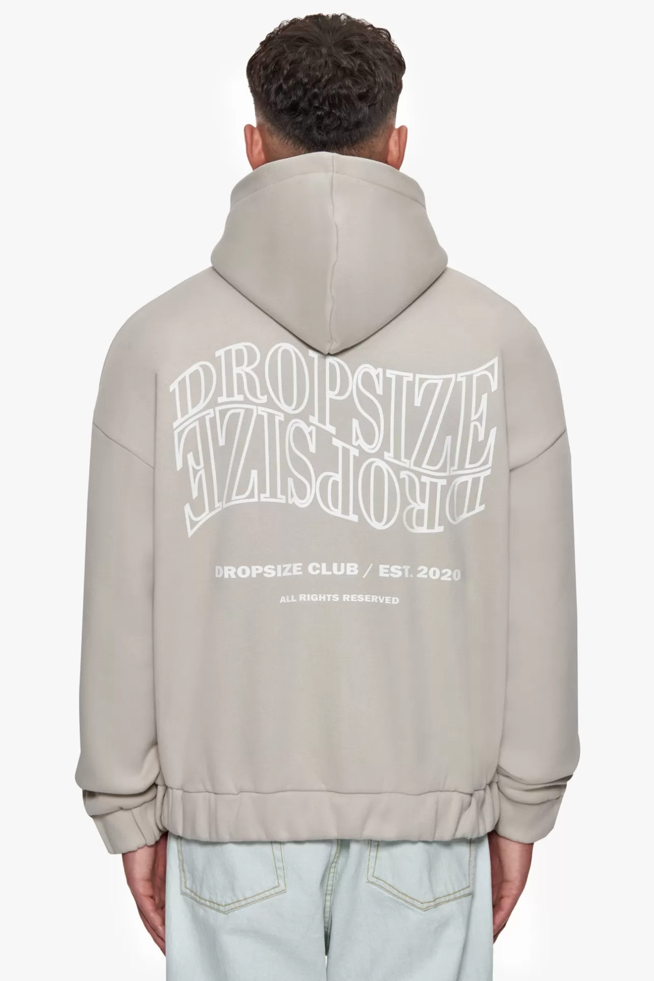Dropsize HEAVY OVERSIZE MIRRORED LOGO ZIP-HOODIE STONE* Zips