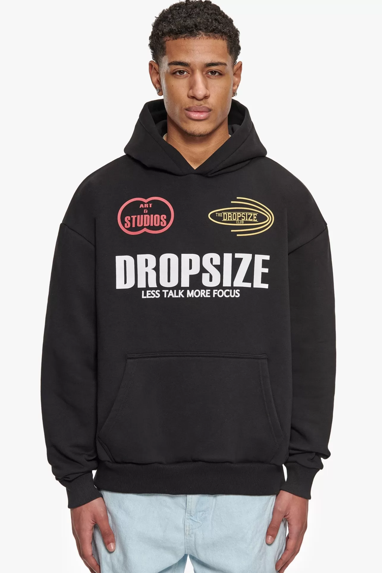 Dropsize HEAVY OVERSIZE MORE FOCUS HOODIE WASHED BLACK* Hoodie
