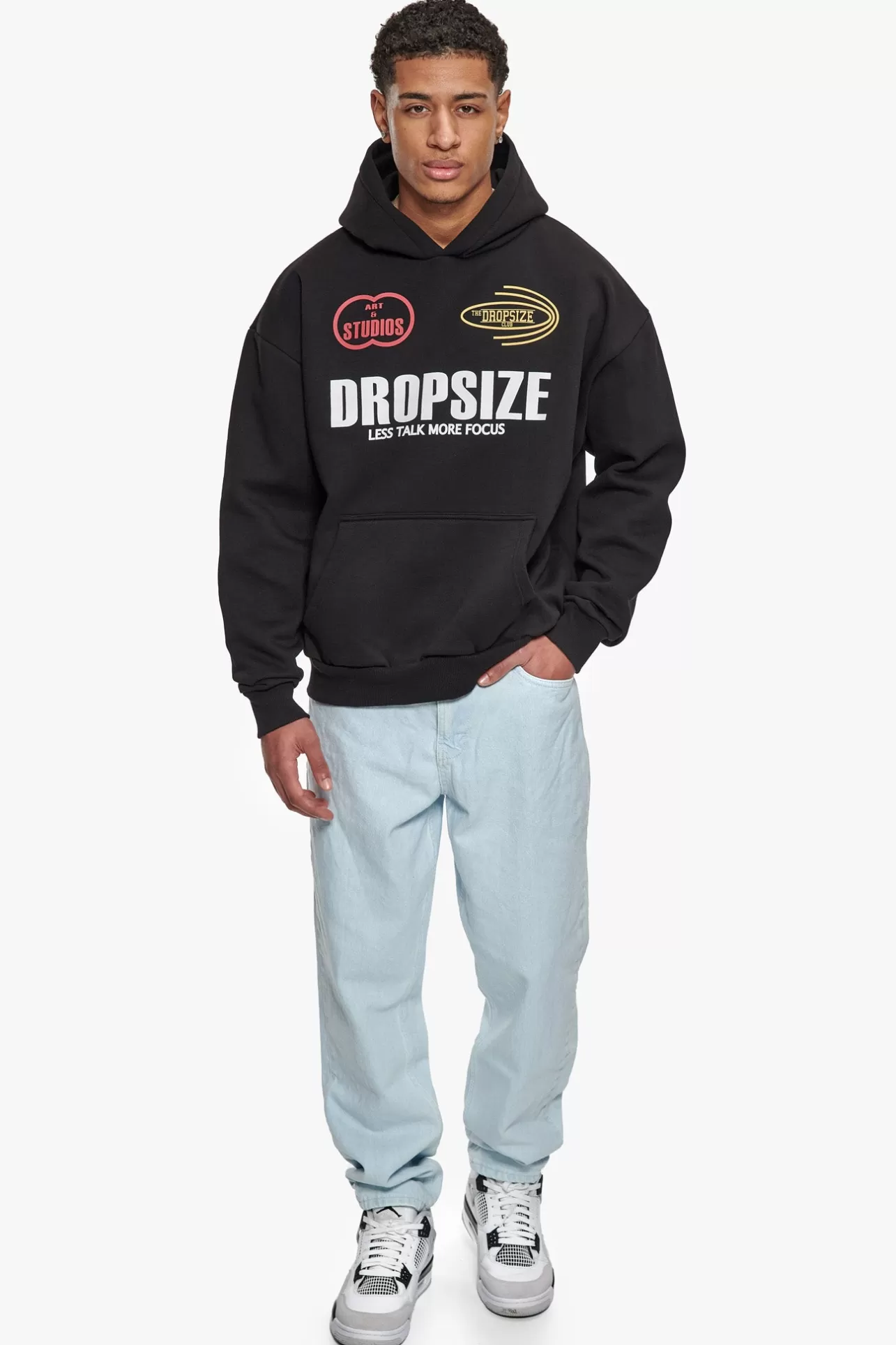 Dropsize HEAVY OVERSIZE MORE FOCUS HOODIE WASHED BLACK* Hoodie