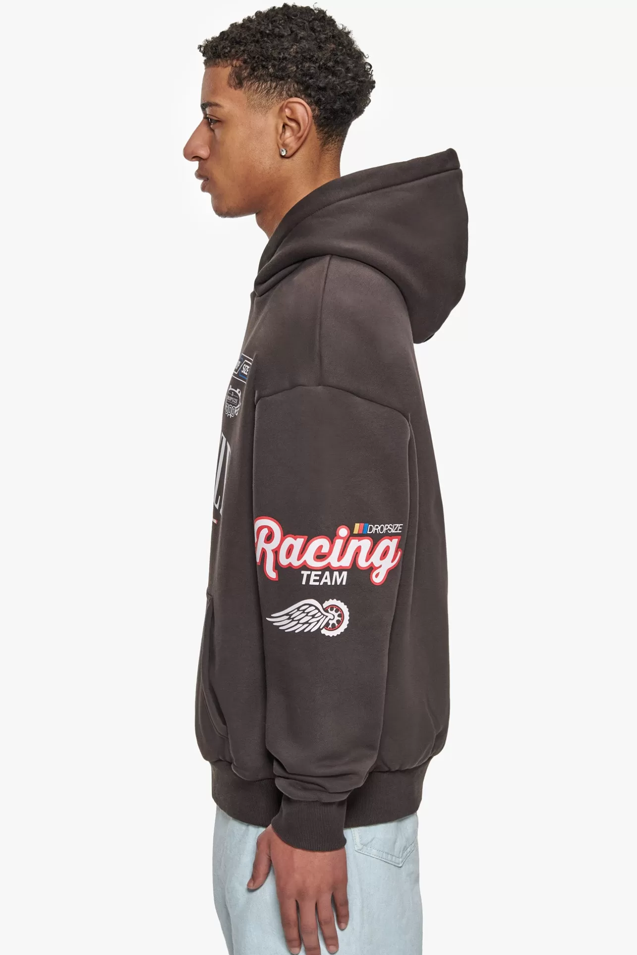 Dropsize HEAVY OVERSIZE MOTORSPORT HOODIE WASHED BLACK* Hoodie