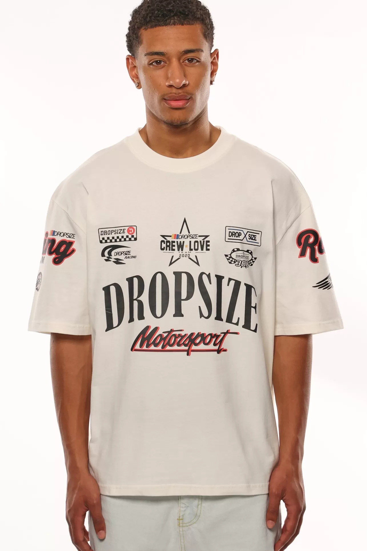 Dropsize HEAVY OVERSIZE MOTORSPORT T-SHIRT CREAM* T Shirt
