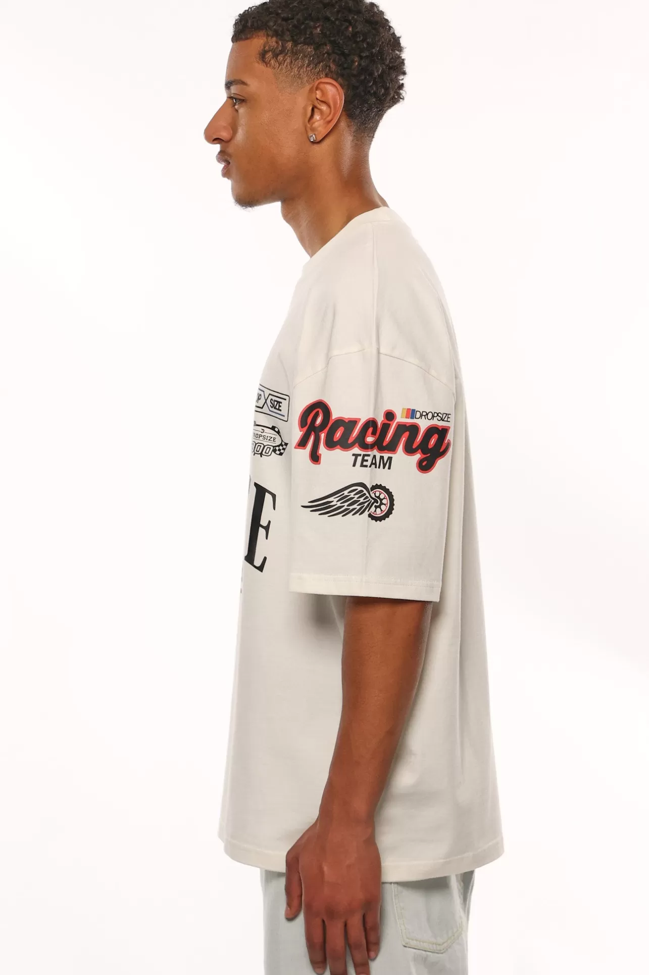Dropsize HEAVY OVERSIZE MOTORSPORT T-SHIRT CREAM* T Shirt