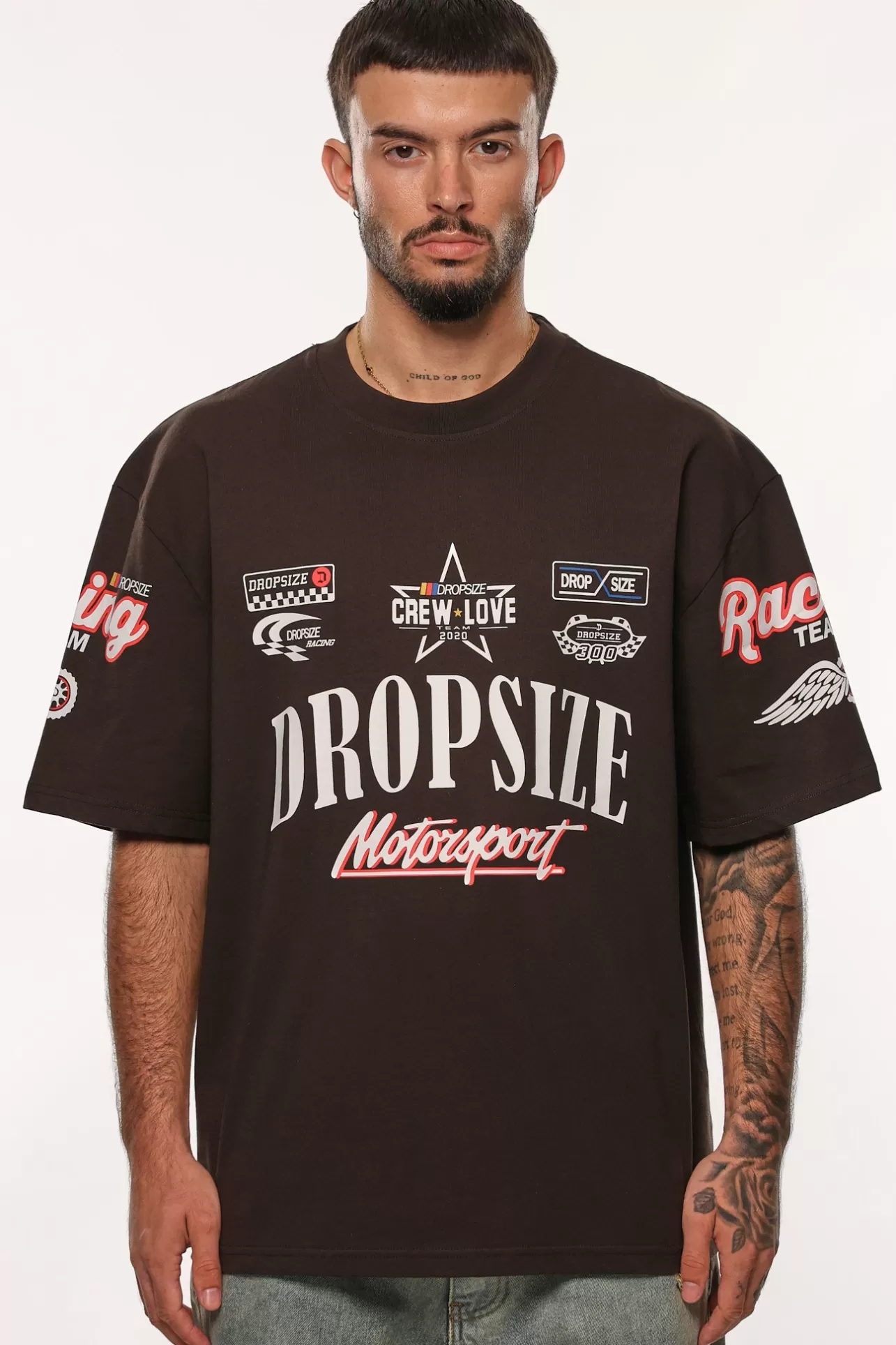 Dropsize HEAVY OVERSIZE MOTORSPORT T-SHIRT WASHED BLACK* T Shirt