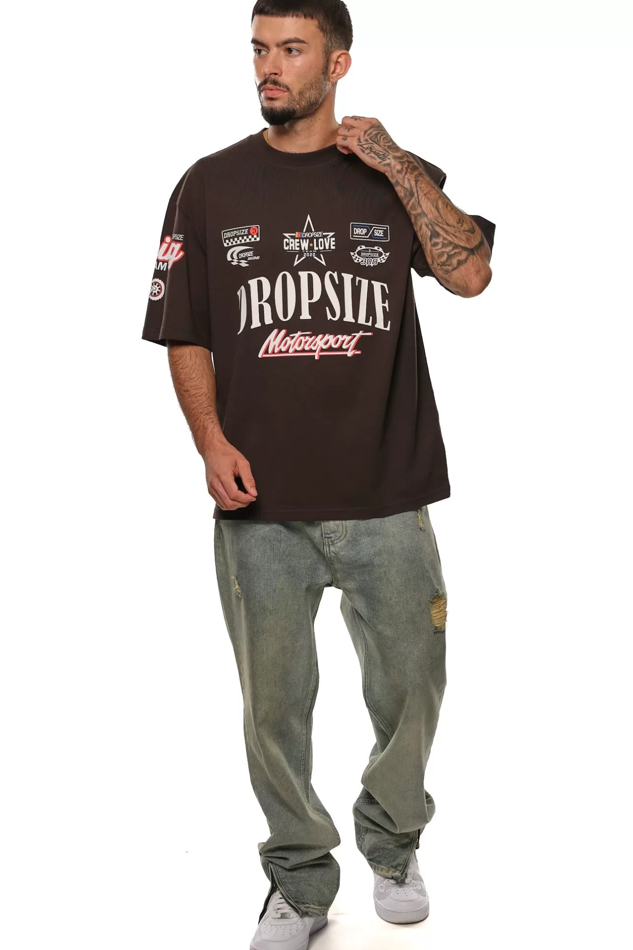 Dropsize HEAVY OVERSIZE MOTORSPORT T-SHIRT WASHED BLACK* T Shirt