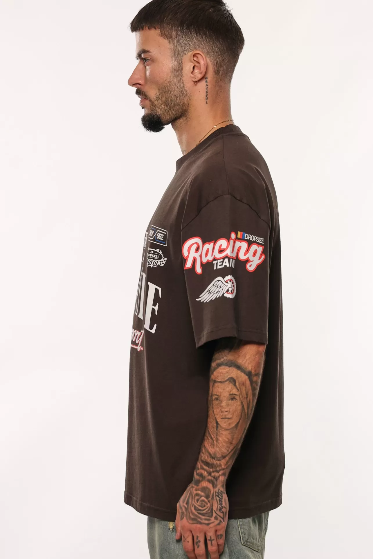 Dropsize HEAVY OVERSIZE MOTORSPORT T-SHIRT WASHED BLACK* T Shirt