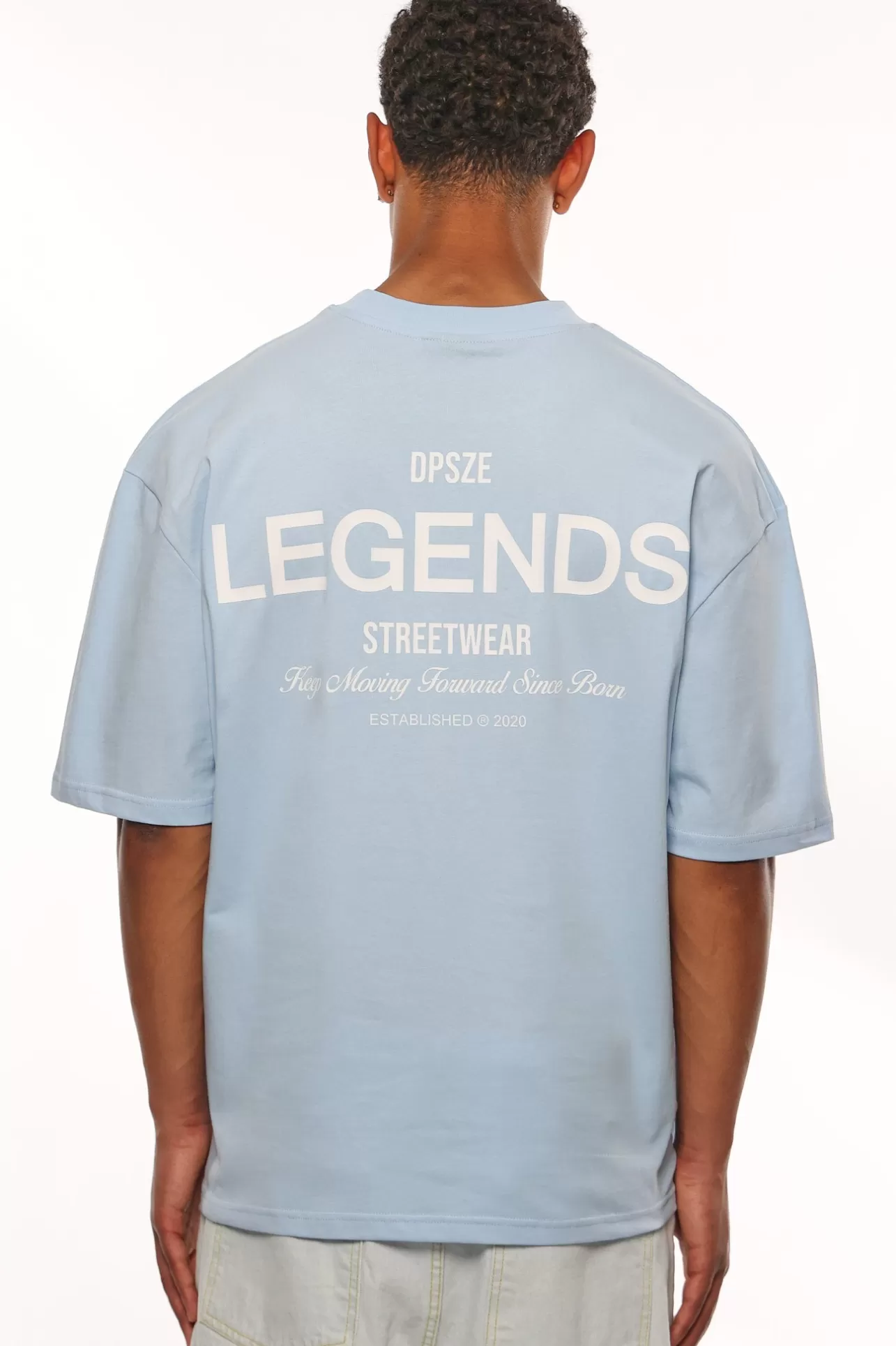 Dropsize HEAVY OVERSIZE MOVING FORWARD T-SHIRT BABY BLUE* T Shirt