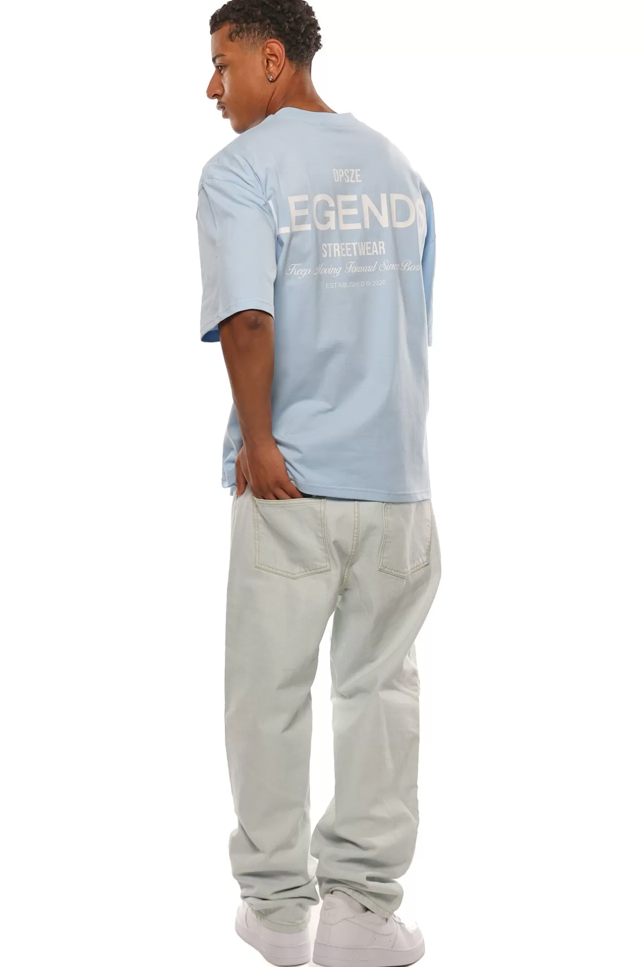Dropsize HEAVY OVERSIZE MOVING FORWARD T-SHIRT BABY BLUE* T Shirt