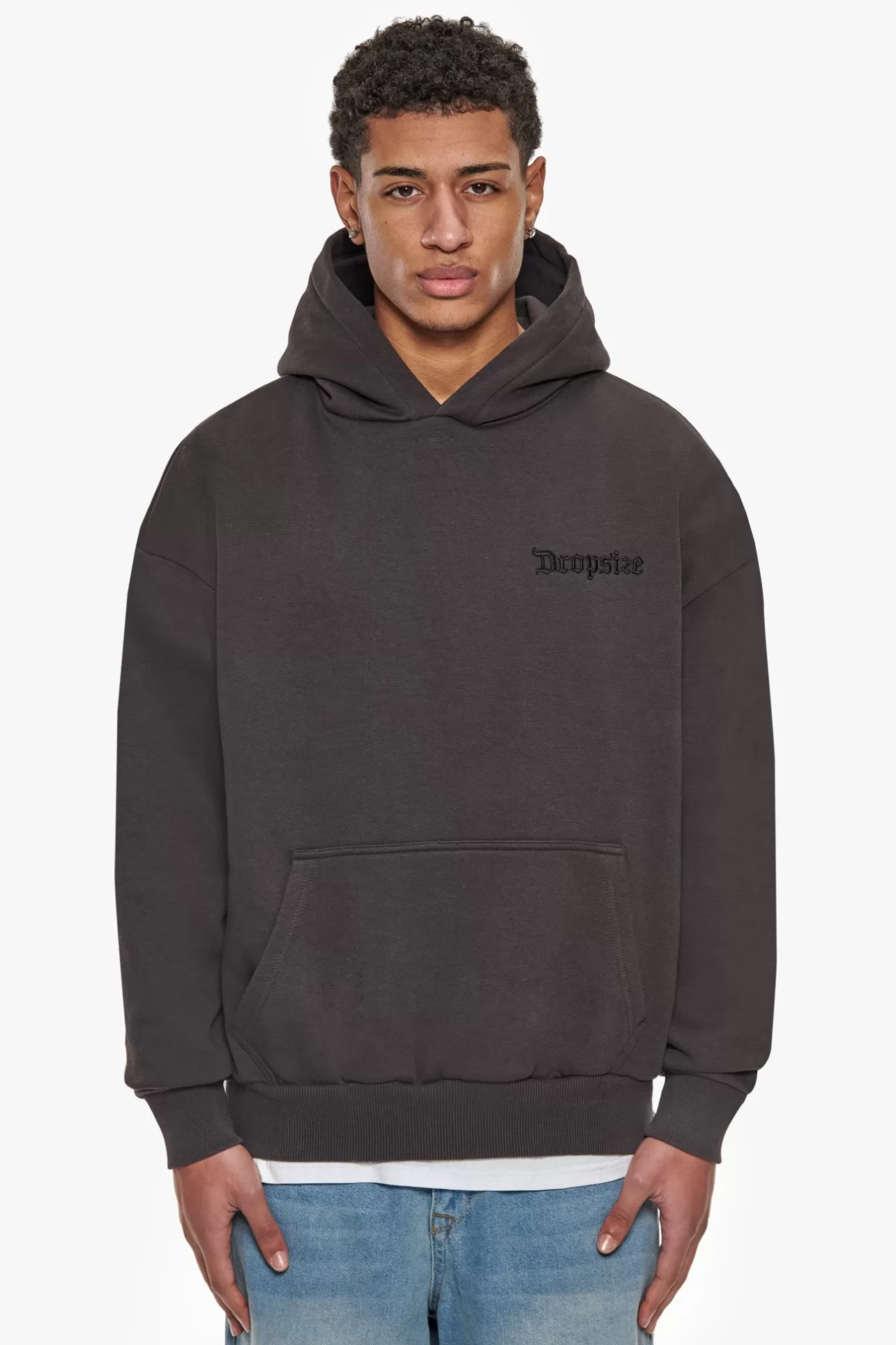 Dropsize HEAVY OVERSIZE MULTICOLOR LOGO HOODIE WASHED BLACK* Hoodie