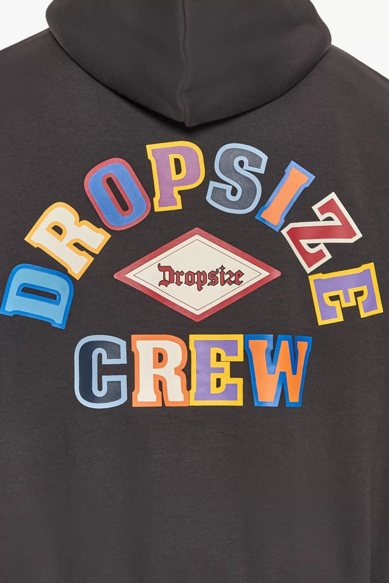 Dropsize HEAVY OVERSIZE MULTICOLOR LOGO HOODIE WASHED BLACK* Hoodie