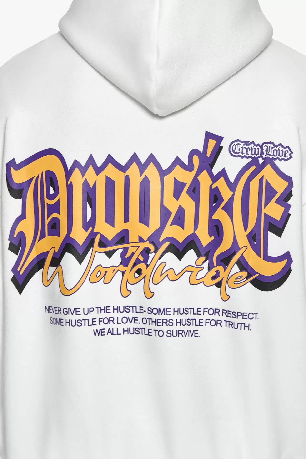 Dropsize HEAVY OVERSIZE NEVER GIVE UP HOODIE WASHED WHITE* Hoodie