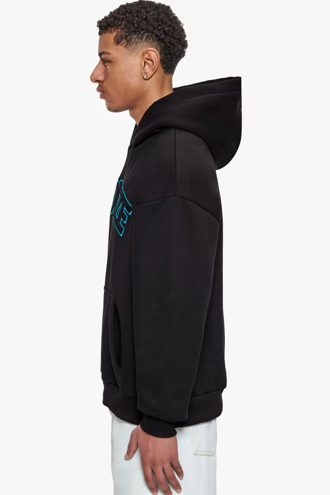 Dropsize HEAVY OVERSIZE OUTLINE EMBO HOODIE BLACK* Hoodie