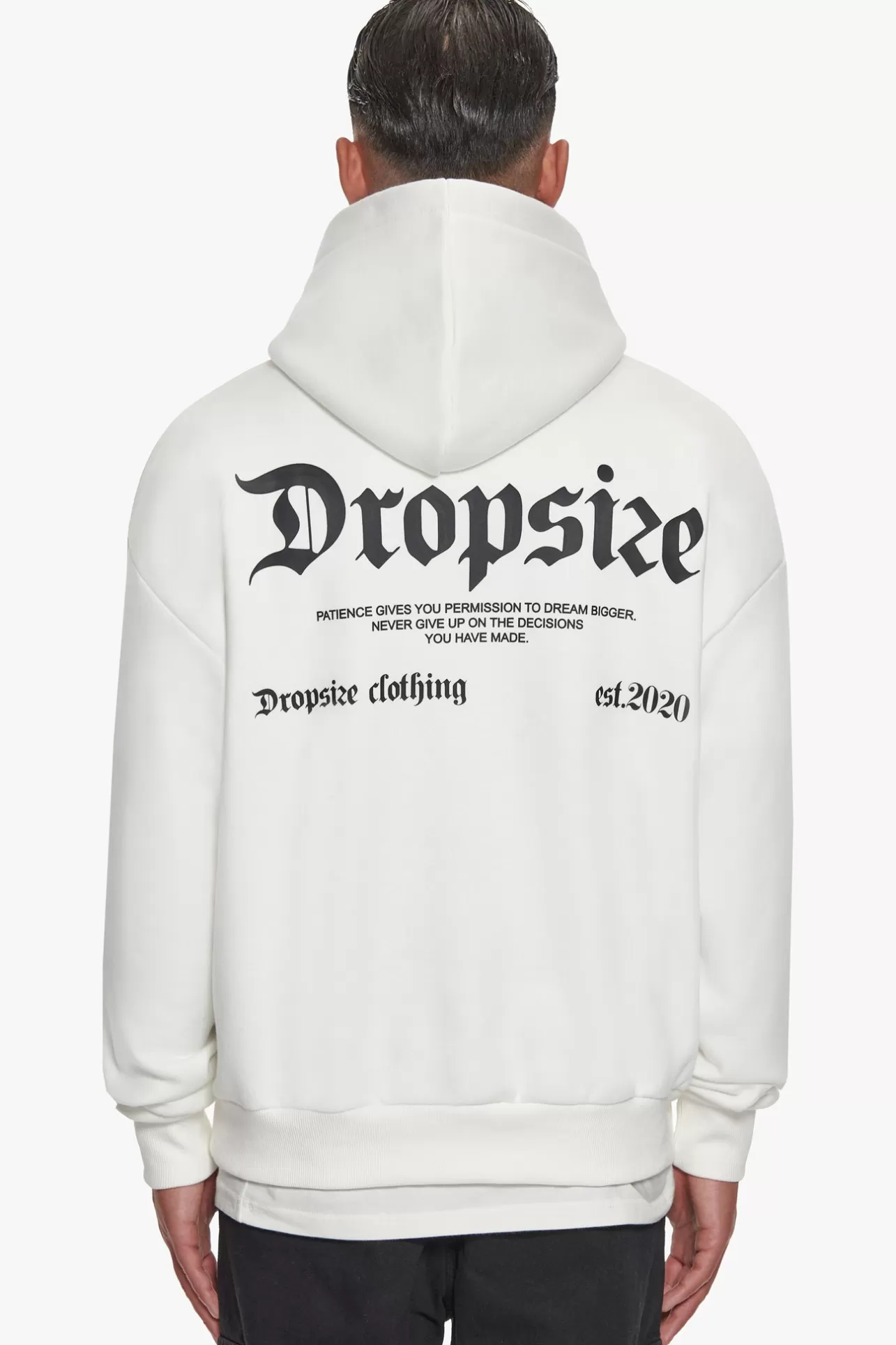 Dropsize HEAVY OVERSIZE PATIENCE HOODIE WASHED WHITE* Hoodie