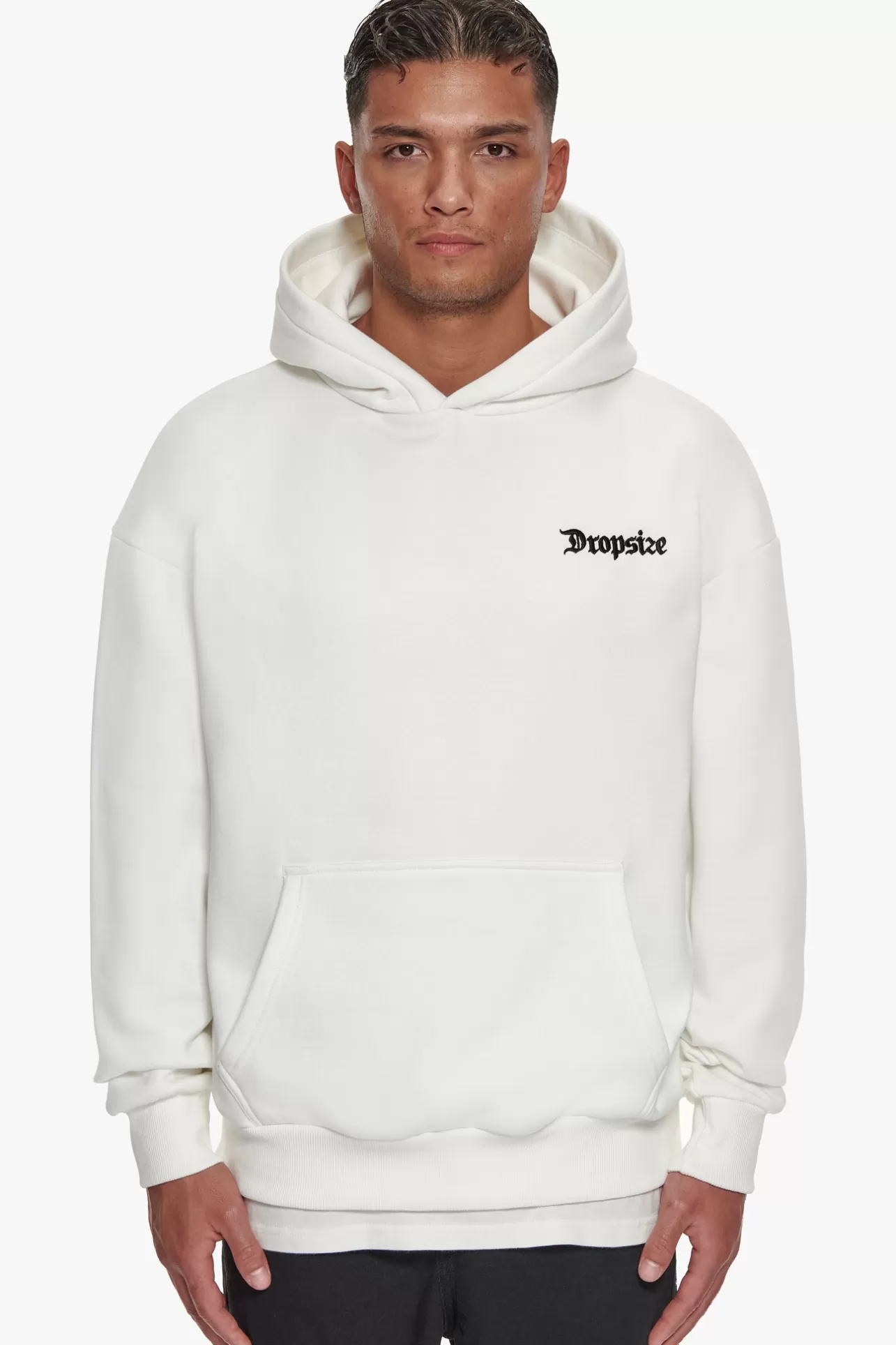 Dropsize HEAVY OVERSIZE PATIENCE HOODIE WASHED WHITE* Hoodie