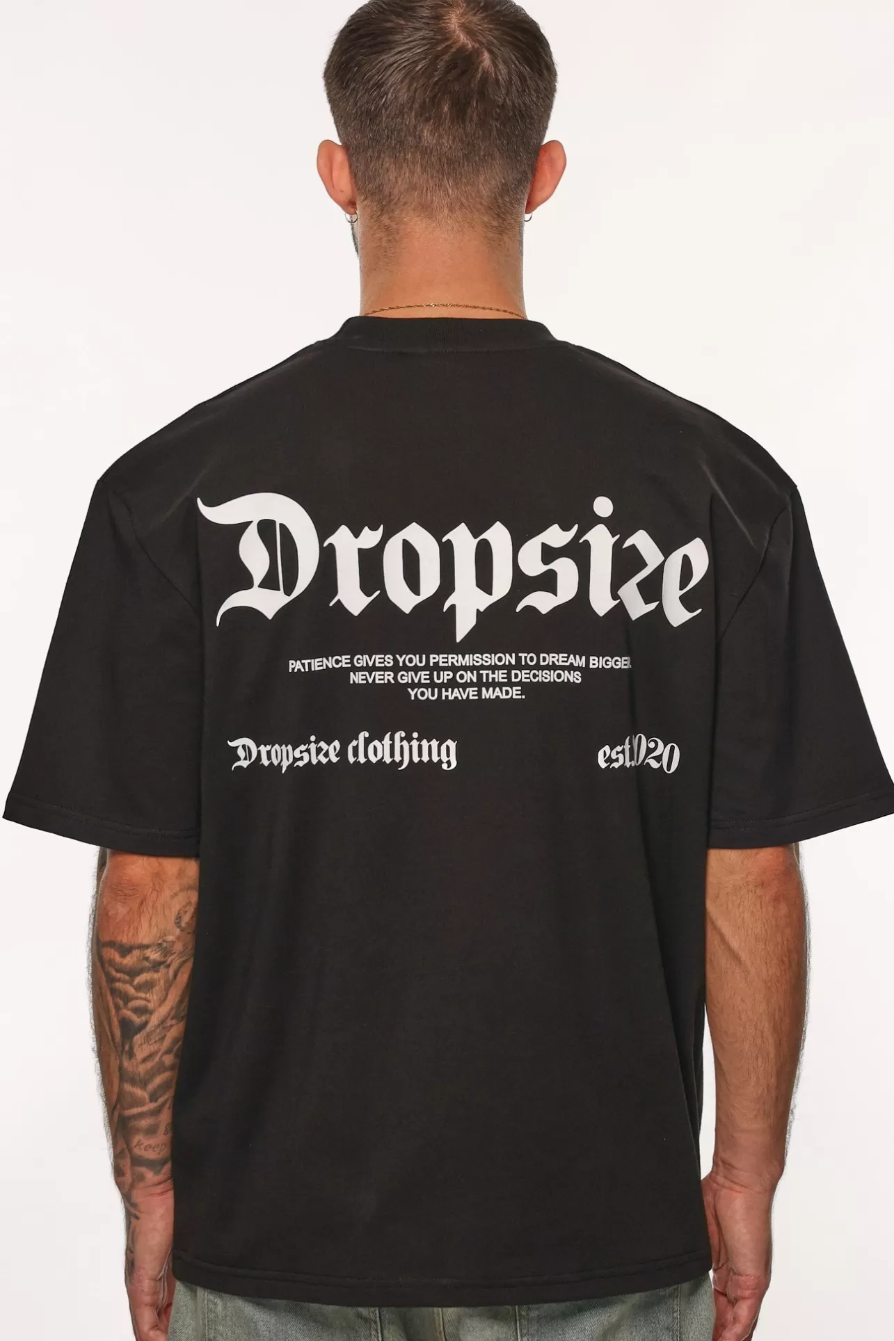 Dropsize HEAVY OVERSIZE PATIENCE T-SHIRT BLACK* T Shirt
