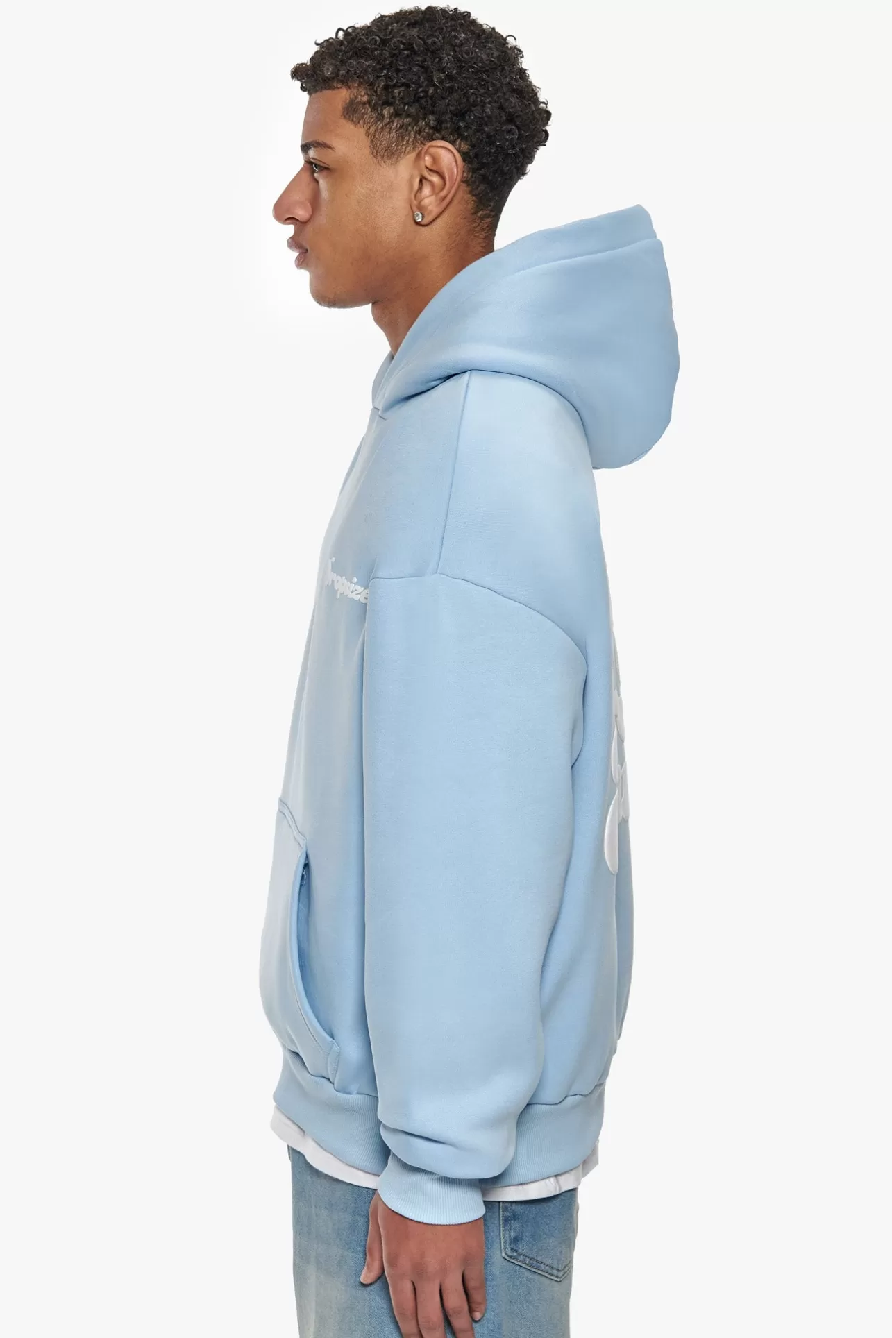 Dropsize HEAVY OVERSIZE PRAY LOVE HUSTLE HOODIE BABY BLUE* Hoodie