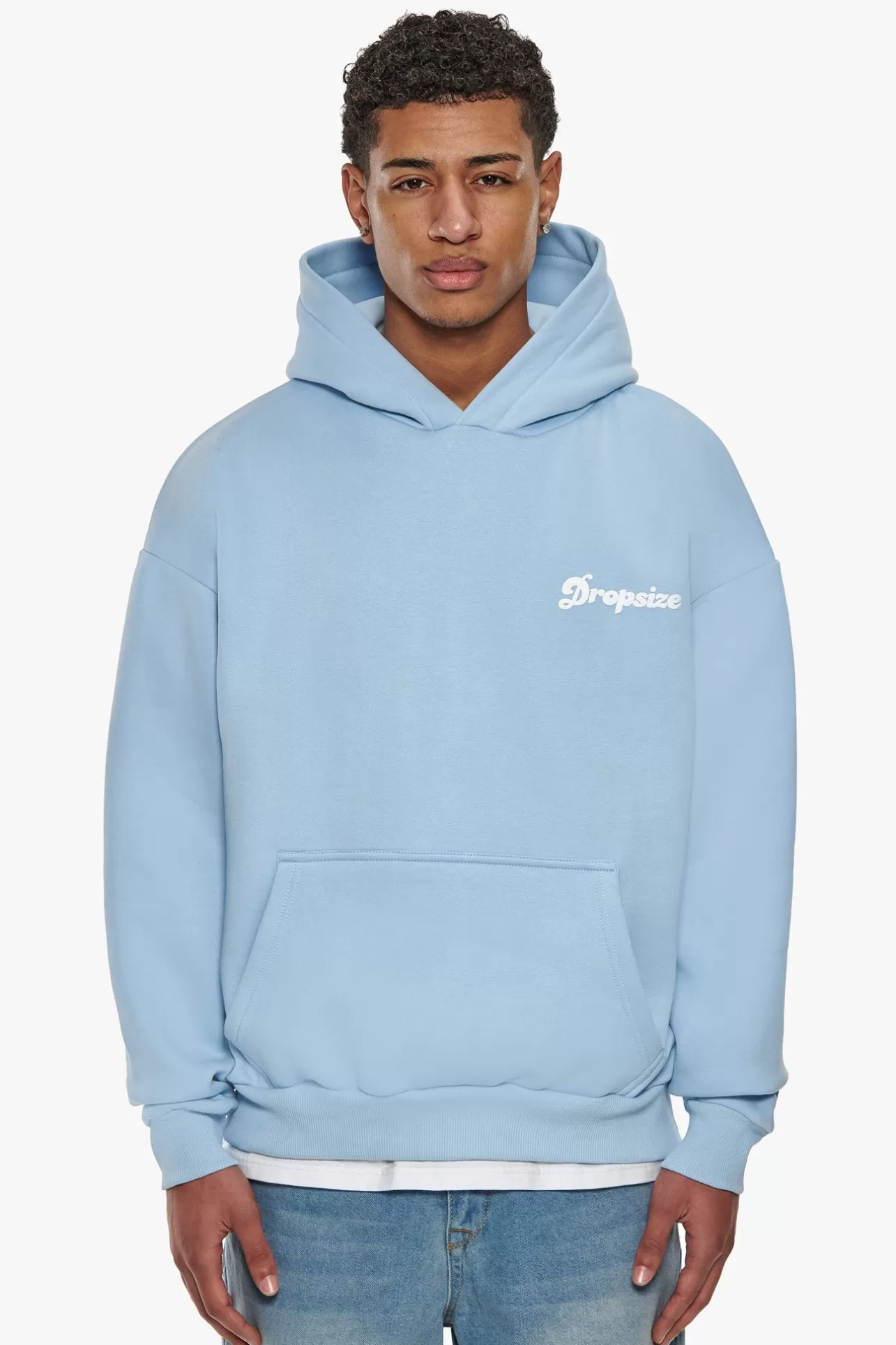 Dropsize HEAVY OVERSIZE PRAY LOVE HUSTLE HOODIE BABY BLUE* Hoodie