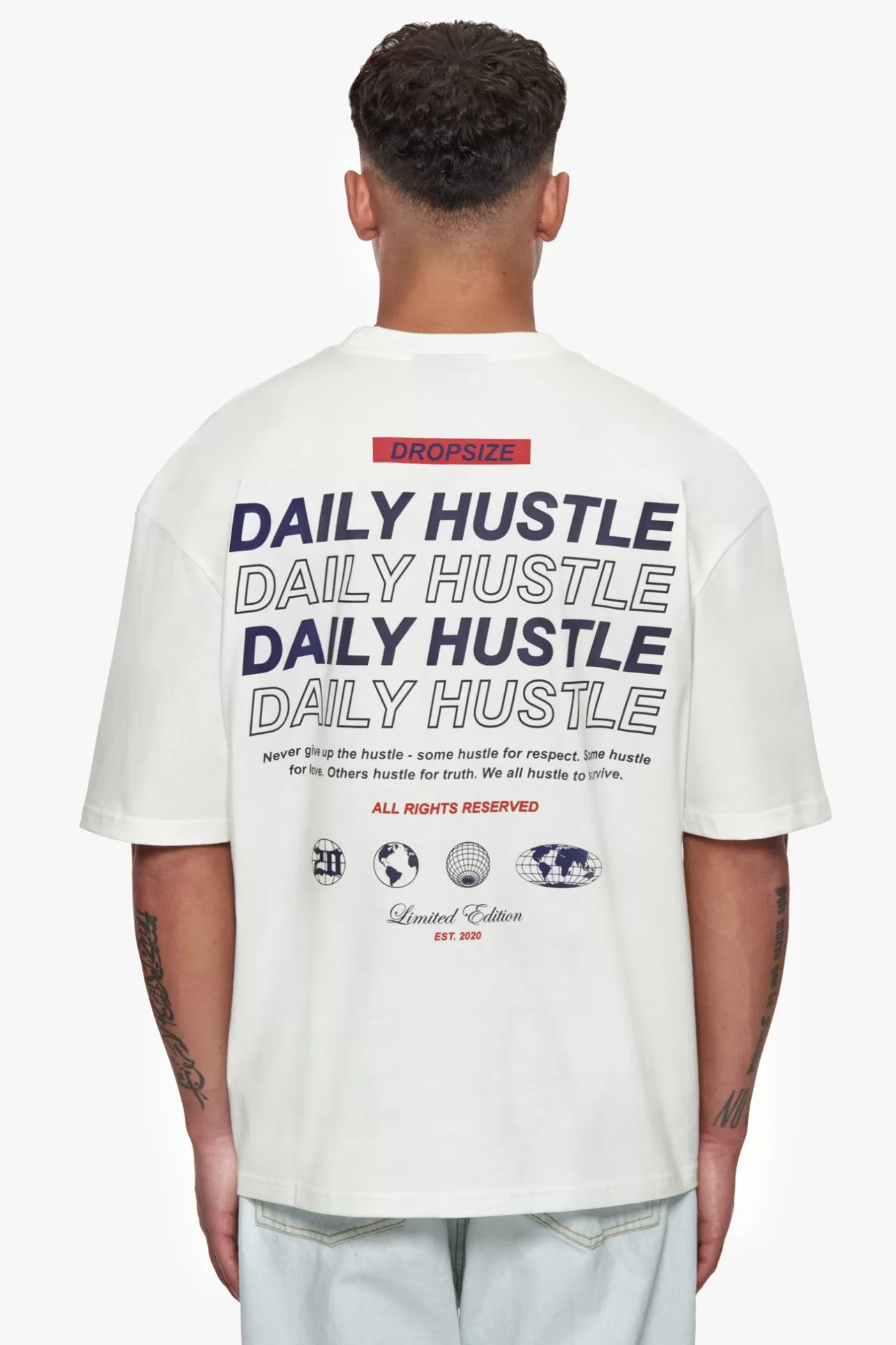 Dropsize HEAVY OVERSIZE QUATTRO HUSTLE T-SHIRT CREAM* T Shirt