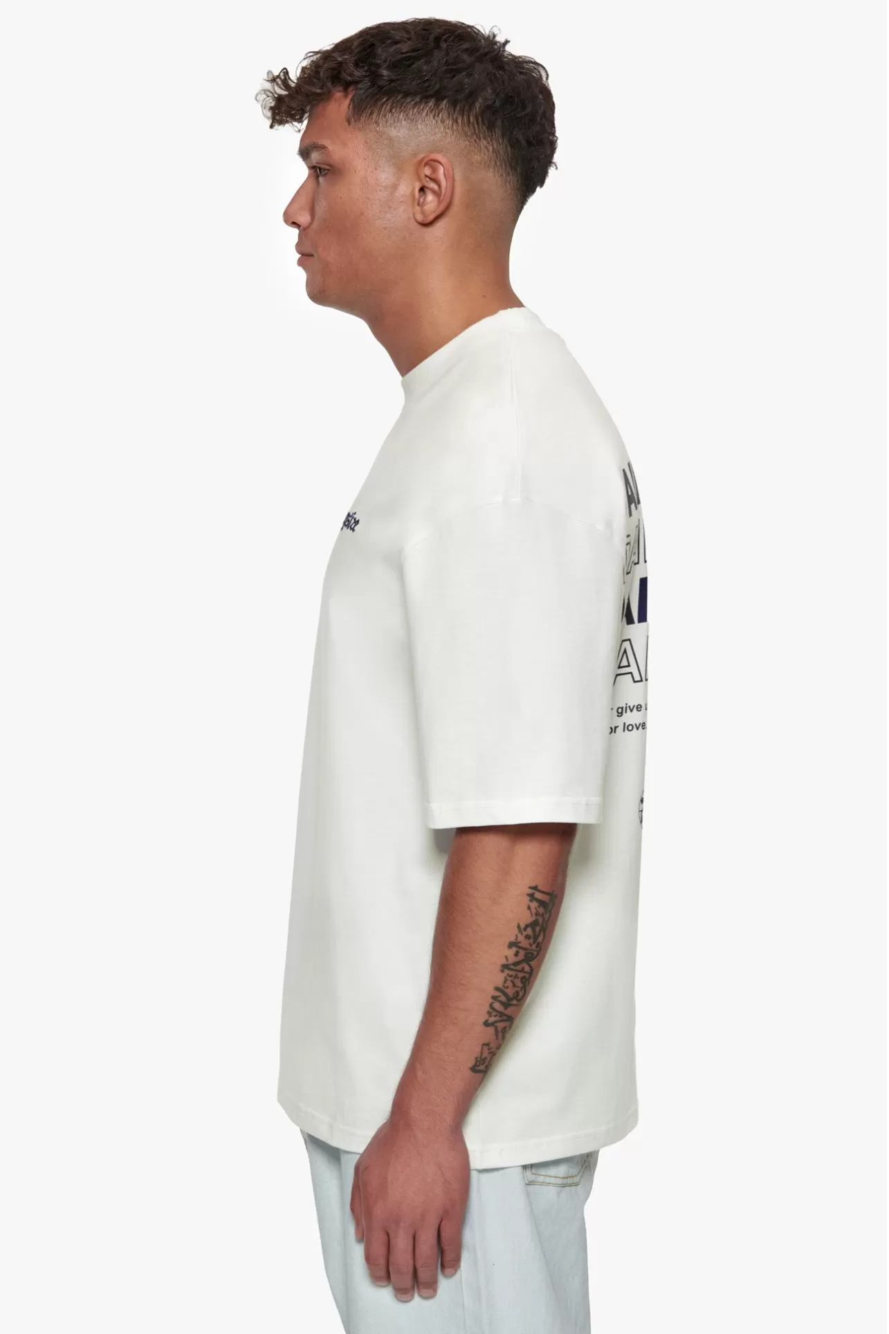 Dropsize HEAVY OVERSIZE QUATTRO HUSTLE T-SHIRT CREAM* T Shirt