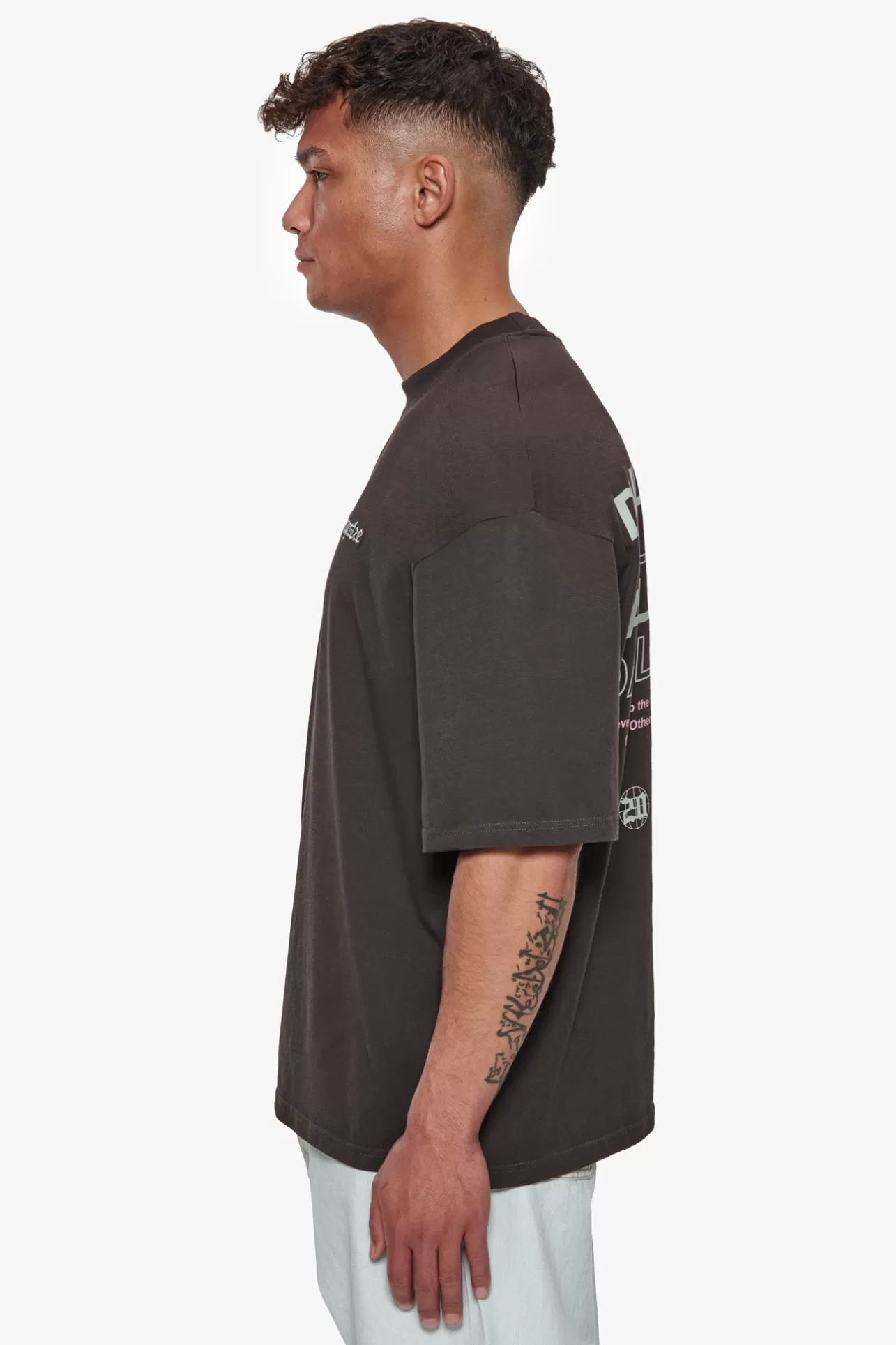Dropsize HEAVY OVERSIZE QUATTRO HUSTLE T-SHIRT WASHED BLACK* T Shirt