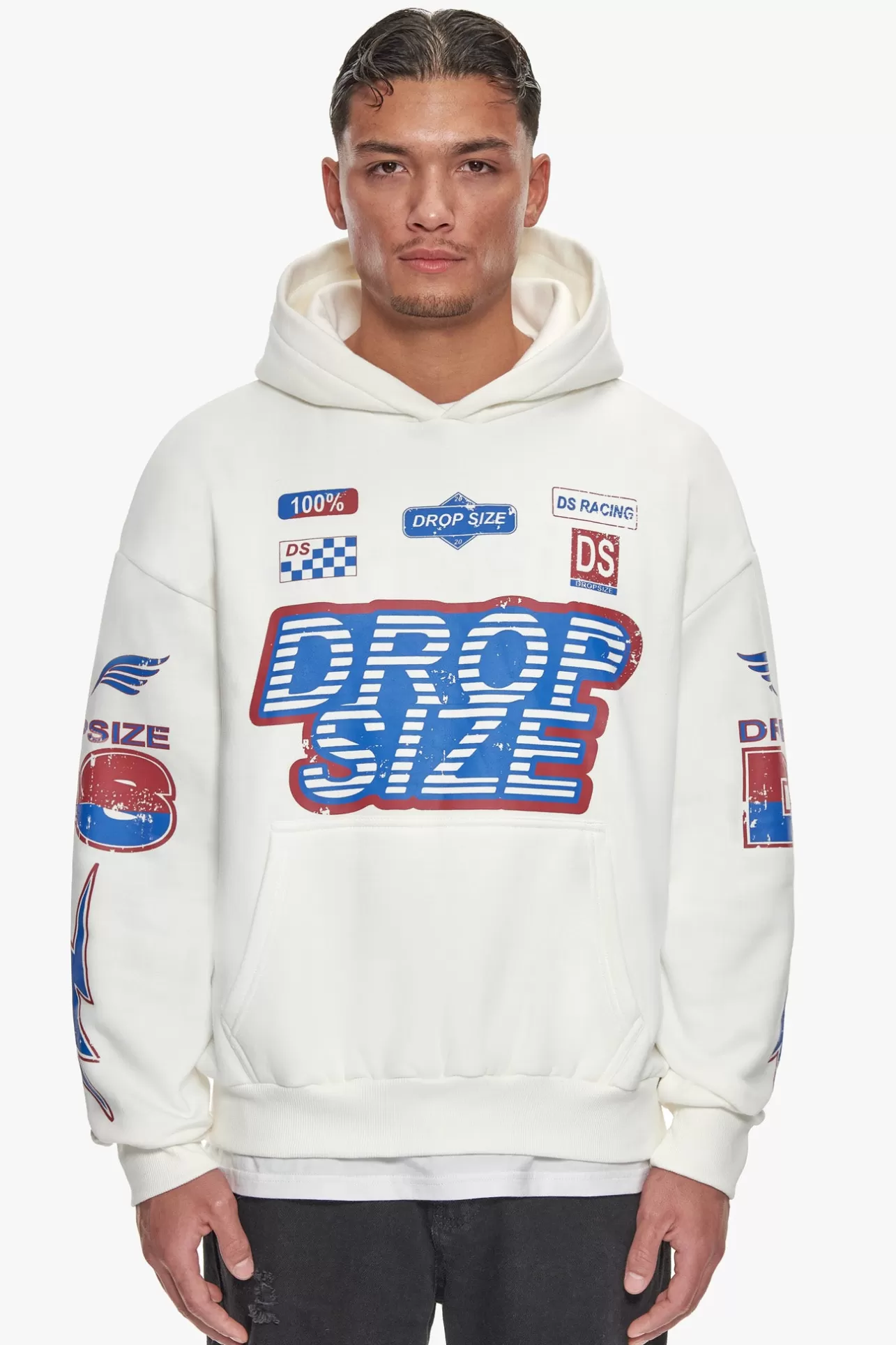 Dropsize HEAVY OVERSIZE RACING HOODIE CREAM* Hoodie