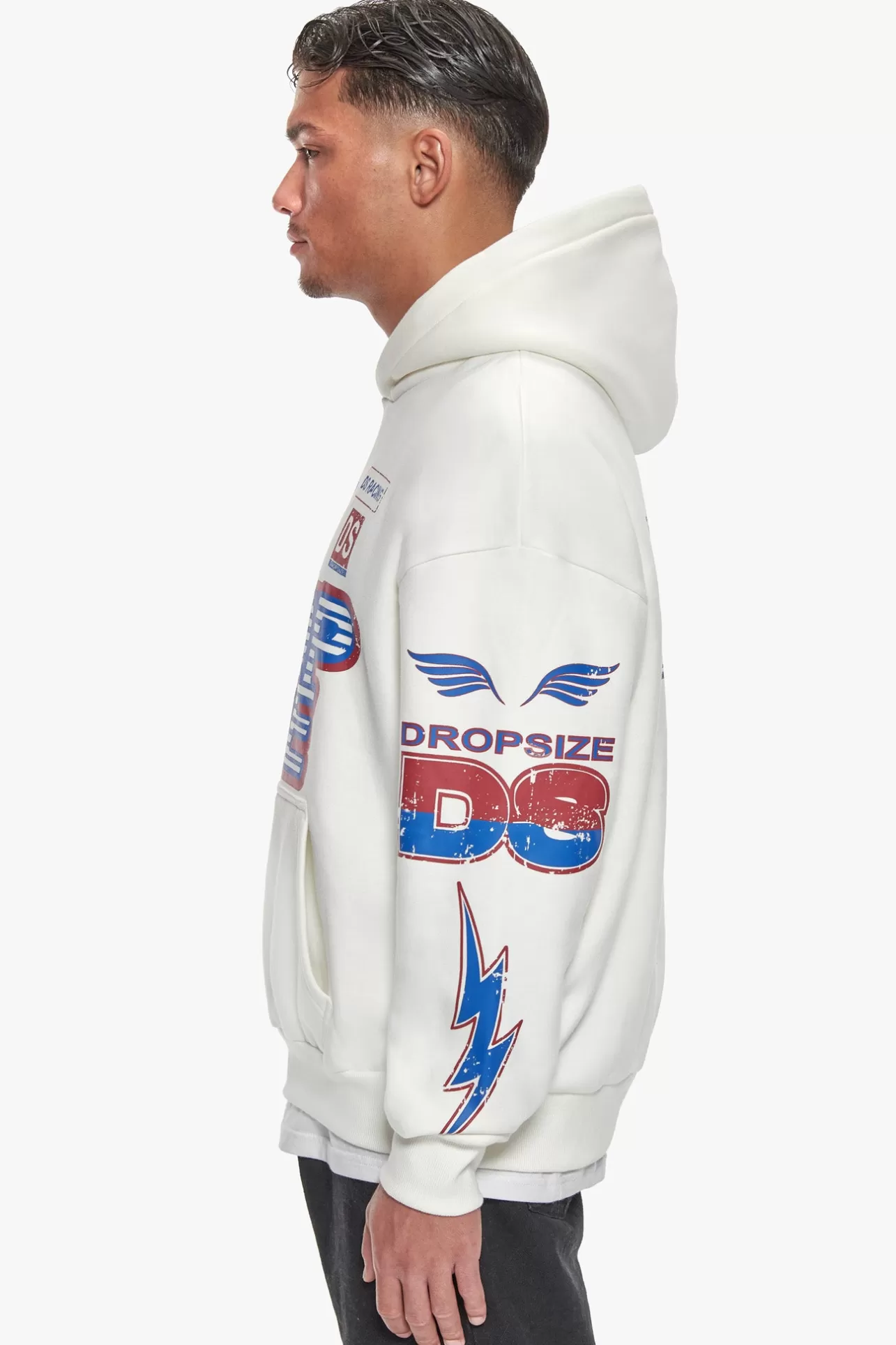 Dropsize HEAVY OVERSIZE RACING HOODIE CREAM* Hoodie