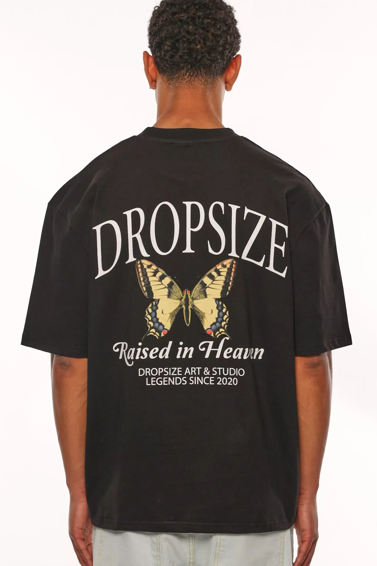 Dropsize HEAVY OVERSIZE RAISED IN HEAVEN T-SHIRT BLACK* T Shirt