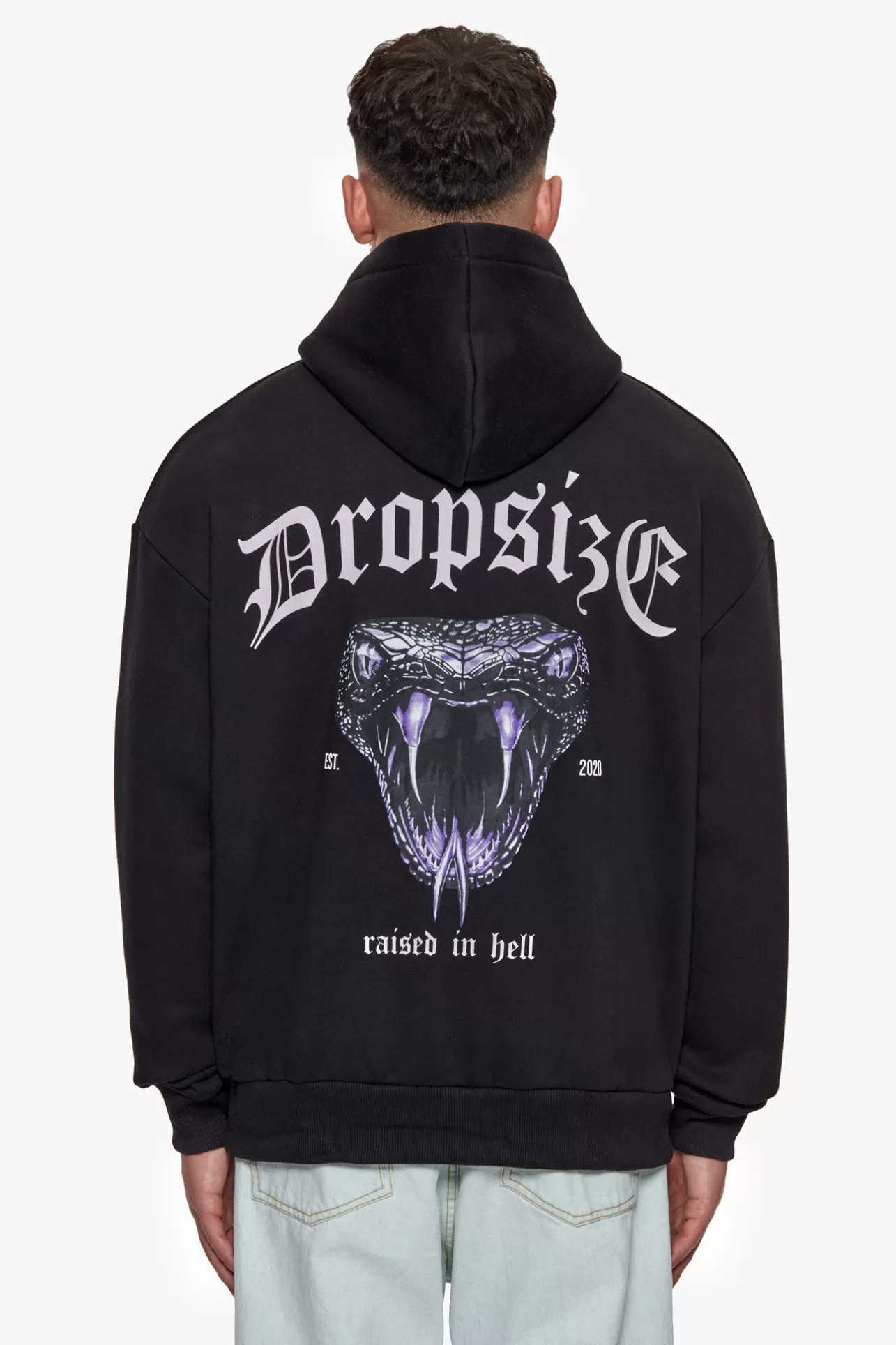Dropsize HEAVY OVERSIZE RAISED IN HELL HOODIE BLACK* Hoodie