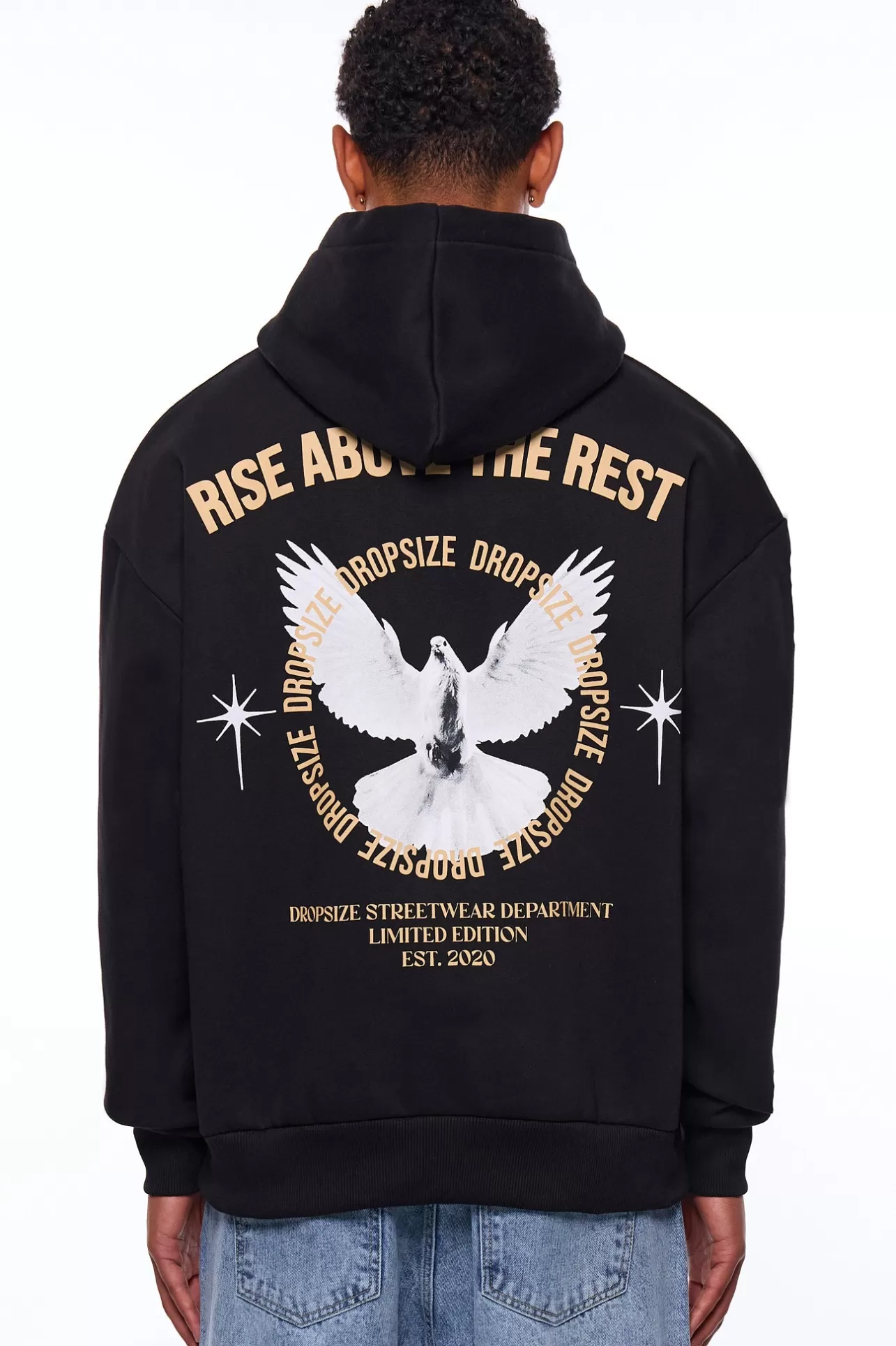 Dropsize HEAVY OVERSIZE RISE ABOVE HOODIE BLACK* Hoodie