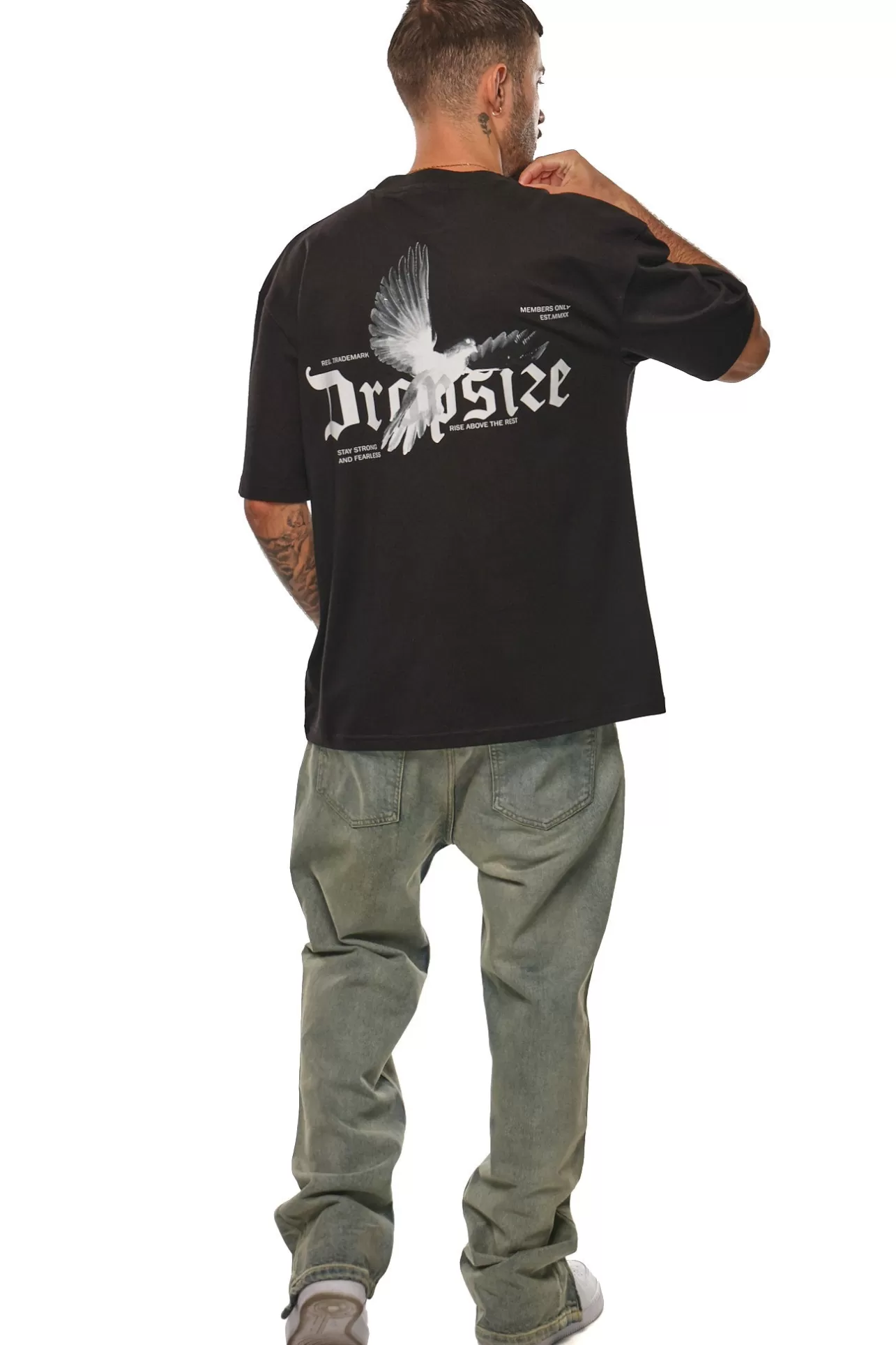 Dropsize HEAVY OVERSIZE RISE ABOVE THE REST T-SHIRT BLACK* T Shirt
