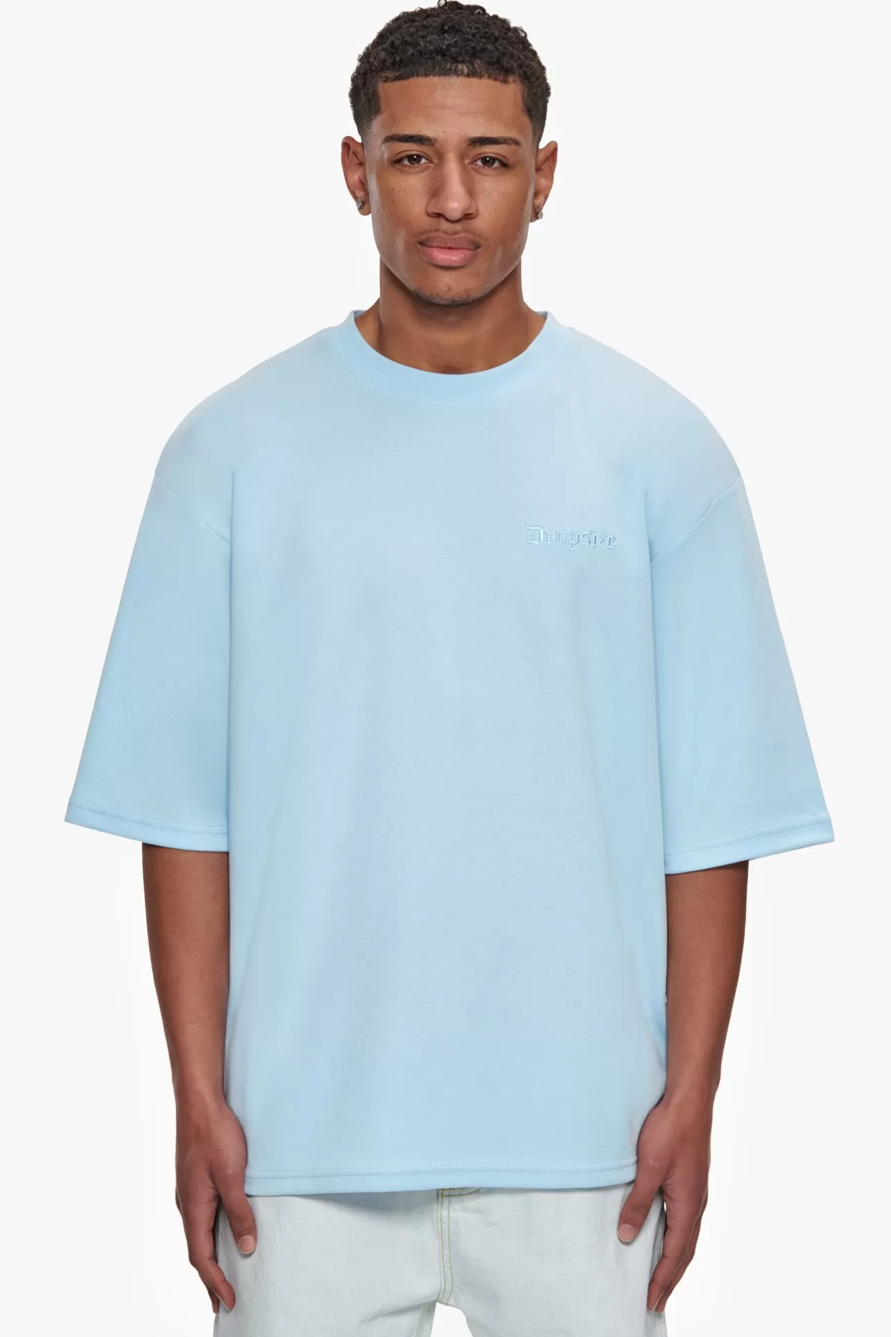 Dropsize HEAVY OVERSIZE SILK EMBO T-SHIRT BABY BLUE* T Shirt