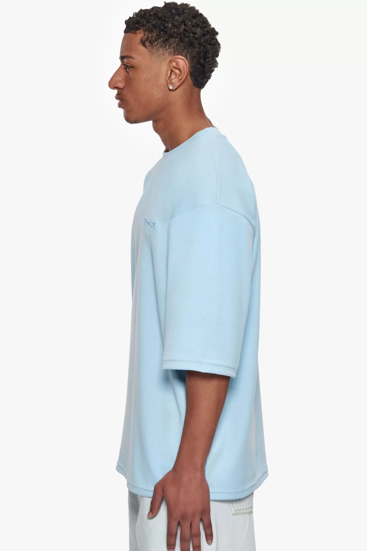 Dropsize HEAVY OVERSIZE SILK EMBO T-SHIRT BABY BLUE* T Shirt