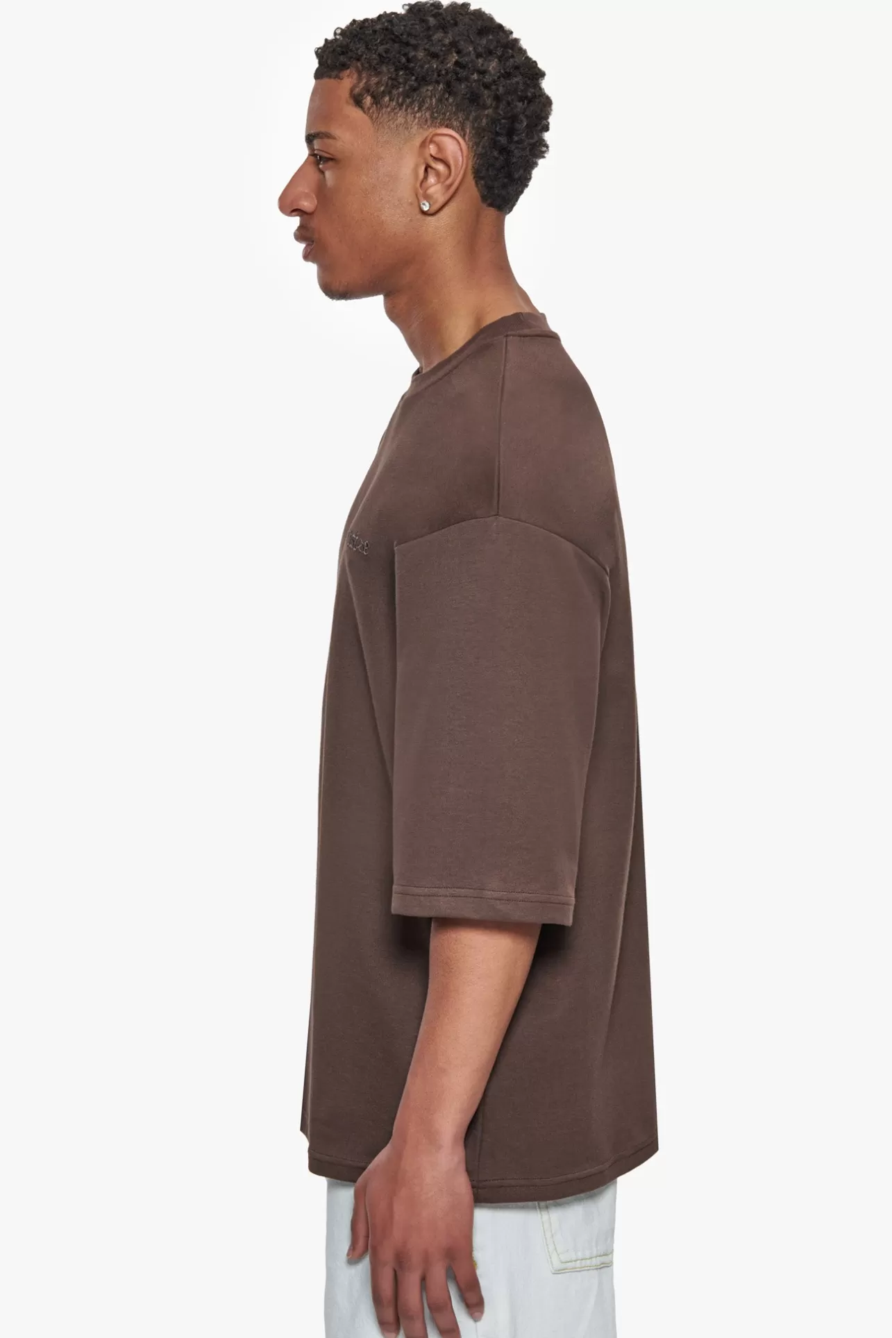 Dropsize HEAVY OVERSIZE SILK EMBO T-SHIRT CHOCOLATE BROWN* T Shirt